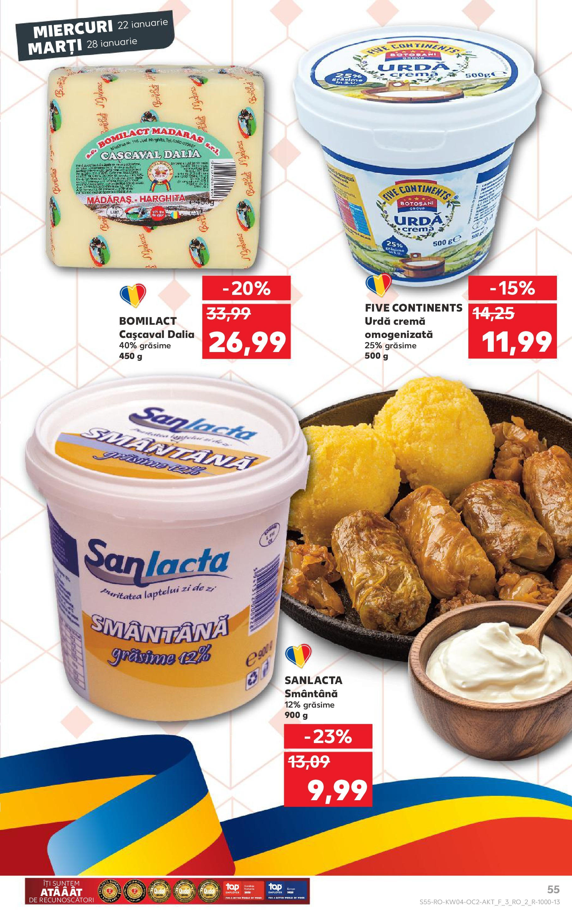 Catalog Kaufland - Bucureşti 22.01.2025 - Revista si Oferta | Pagină: 55 | Produse: Cașcaval, Cremă, Smântână