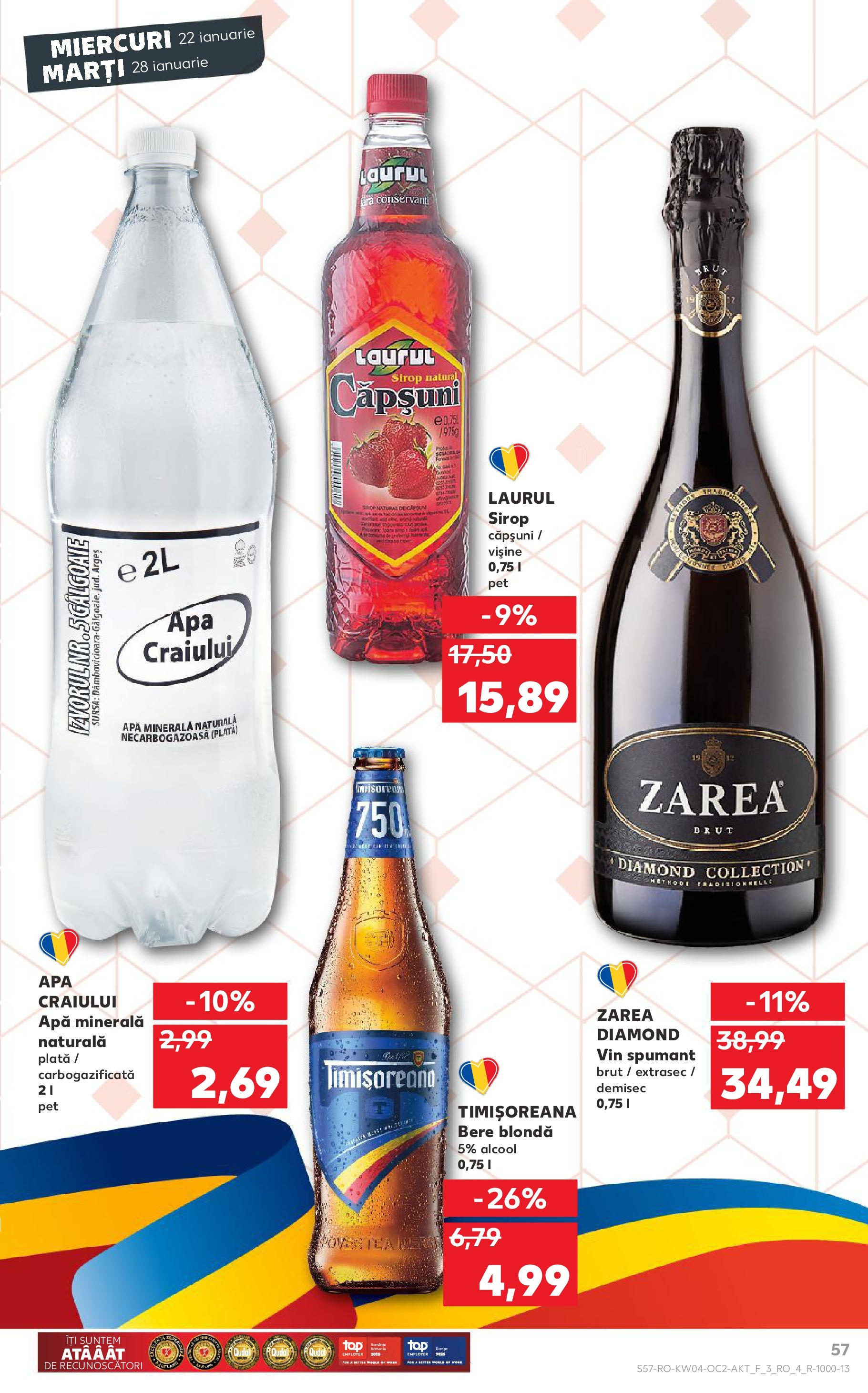 Catalog Kaufland - Bucureşti 22.01.2025 - Revista si Oferta | Pagină: 57 | Produse: Vin, Căpșuni, Sirop, Apă