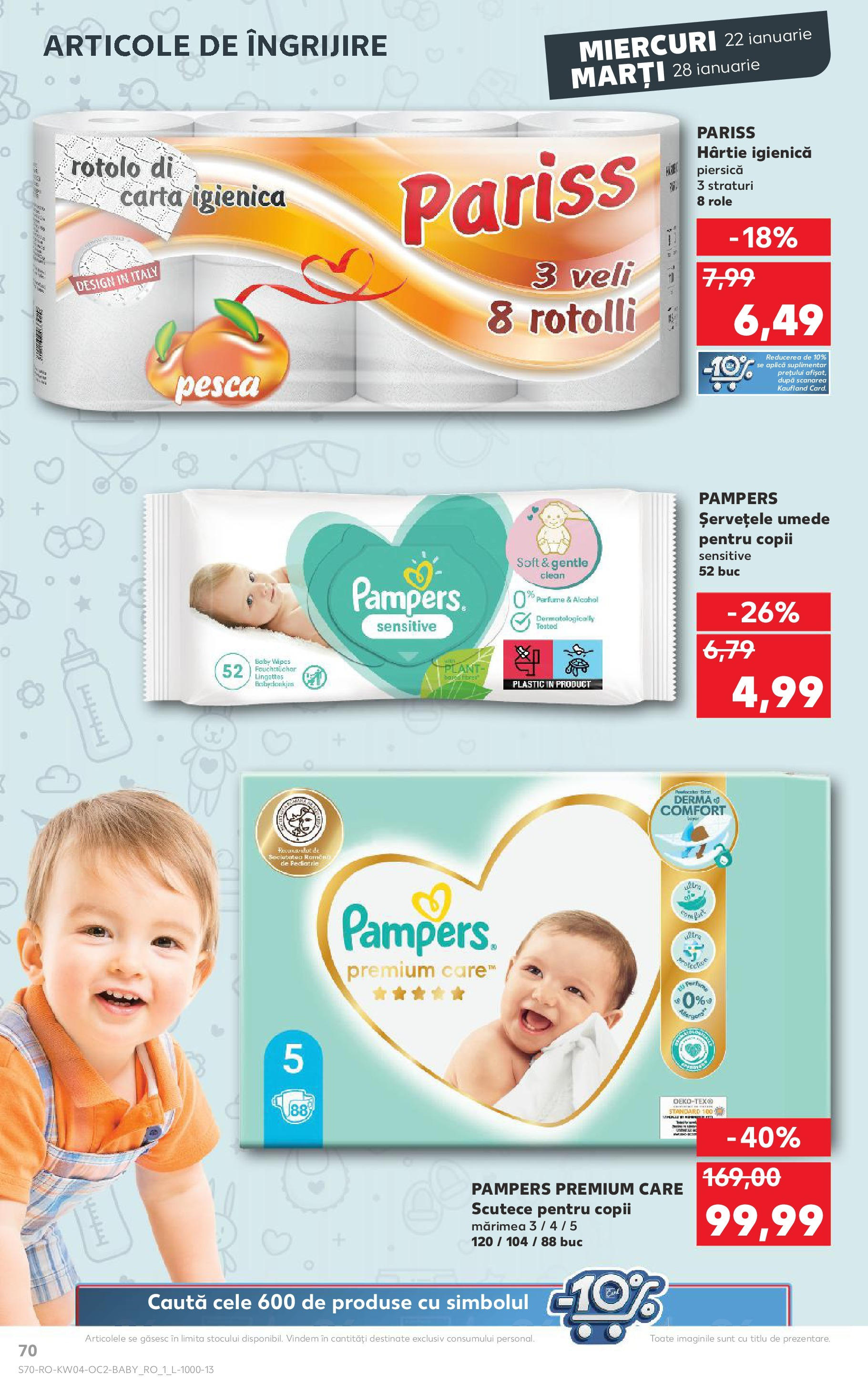 Catalog Kaufland - Bucureşti 22.01.2025 - Revista si Oferta | Pagină: 70 | Produse: Piersică, Role, Șervețele umede, Scutece