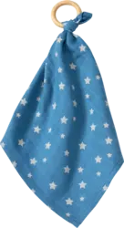 ALANA Kuscheltuch mit Sterne-Muster & mit Holzring, blau