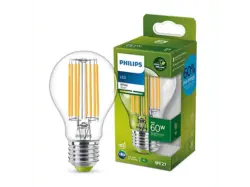 Philips LED Lampe 60W, E27, klar, weiß; Leuchtmittel