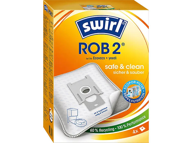 Swirl ROB 2 Staubsaugerbeutel 4 Stück, passend für: Ecovacs und yeedi