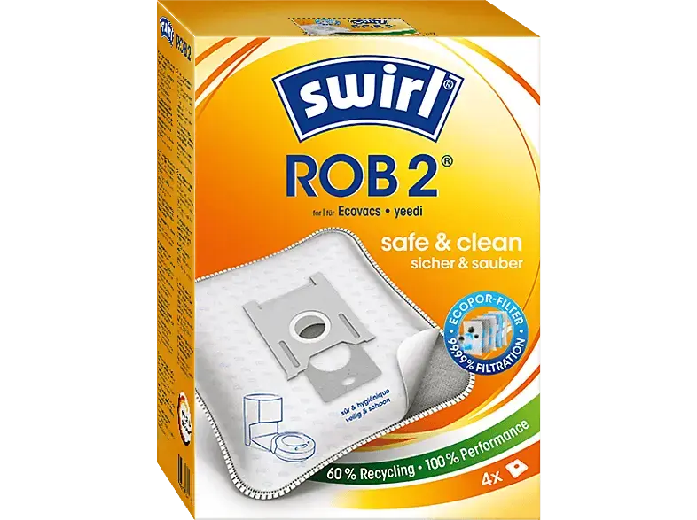 Swirl ROB 2 Staubsaugerbeutel 4 Stück, passend für: Ecovacs und yeedi