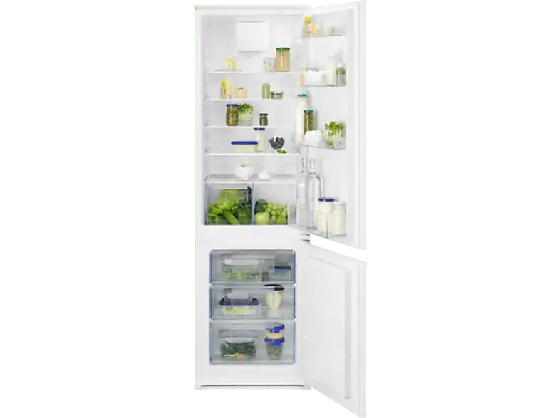 Zanussi ZNFN18ES4 Kühl- und Gefrierkombinaton, Schlepptür (E, 269 l, 1772 mm hoch, Einbaugerät, Weiß)