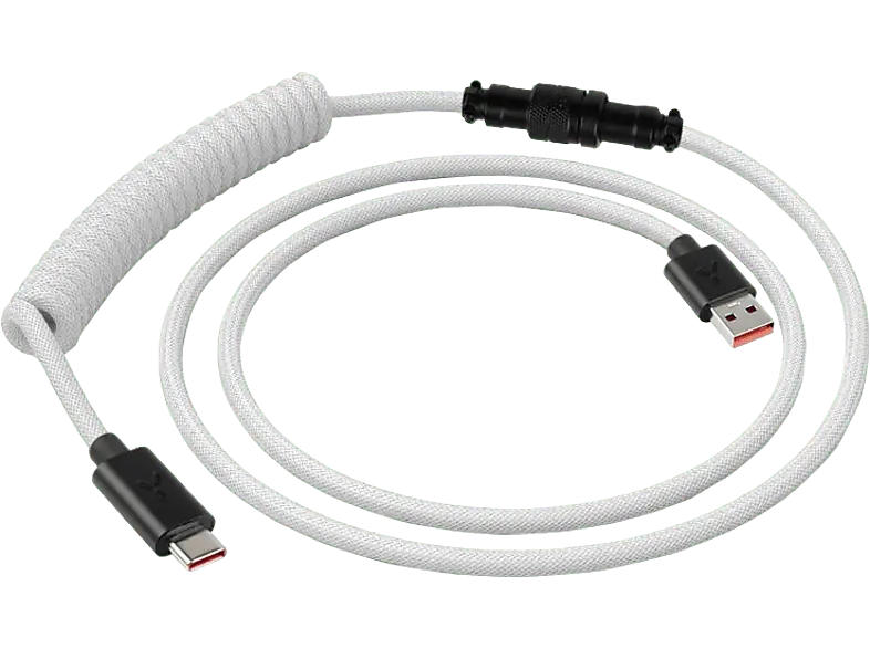 ISY IGA-1000-WT USB-C Spiralkabel mit Aviator-Anschluss Weiß; Aviator Kabel