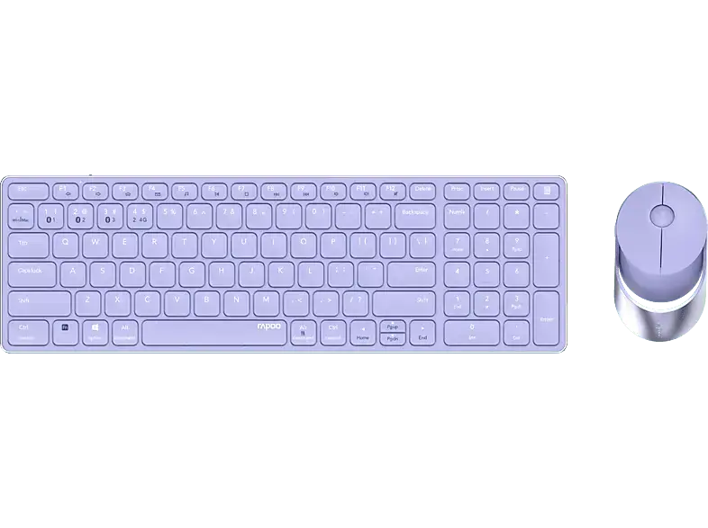 RAPOO 9750M Desktop Set, Multi-Mode, Bluetooth/USB 2.4GHz, qwertz, 1600dpi, Violett