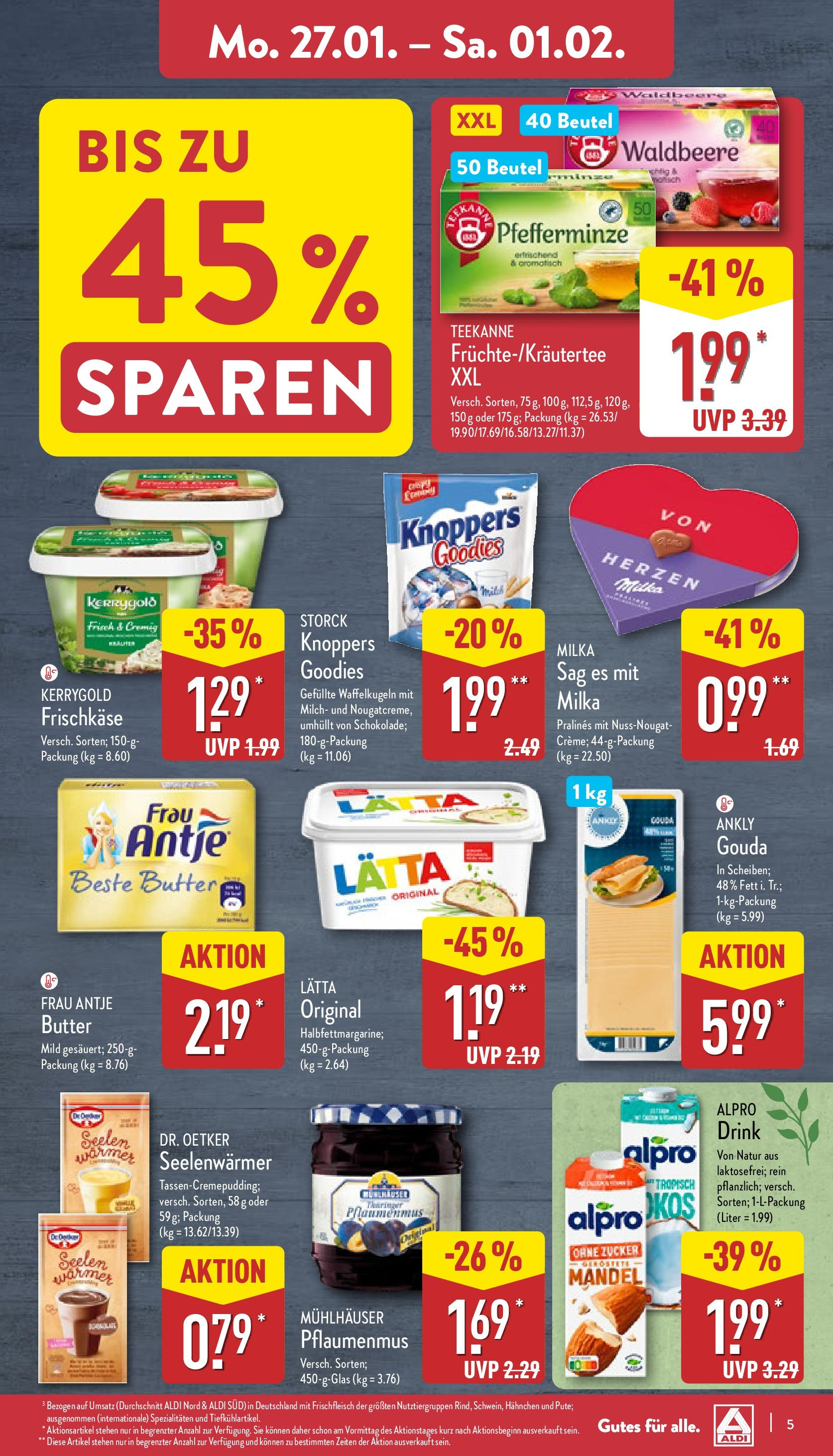 Aldi - ALDI Nord: Wochenangebote (ab 26.01.2025) » Angebote Online | Seite: 5 | Produkte: Milka, Alpro, Zucker, Teekanne