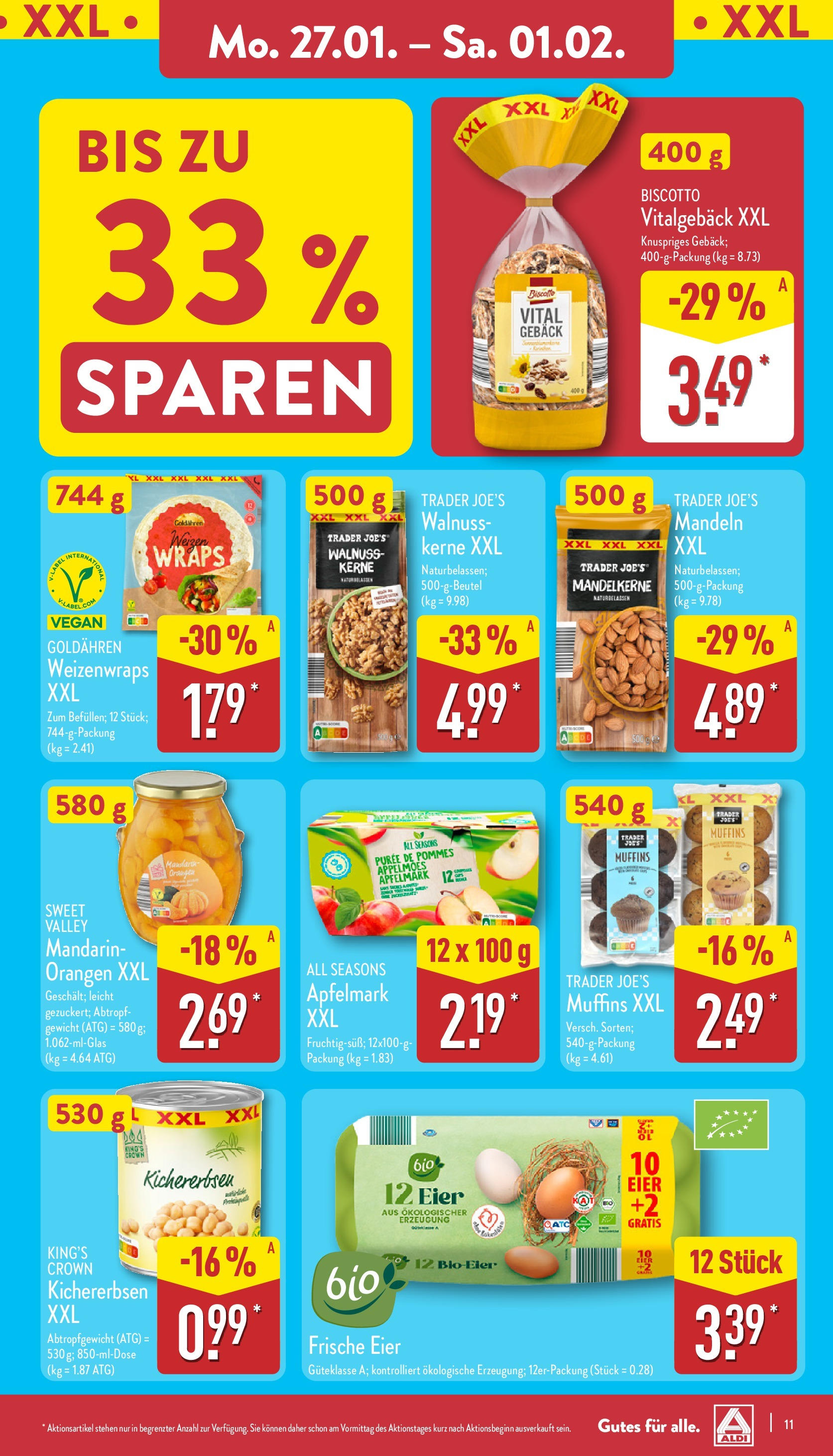 Aldi - ALDI Nord: Wochenangebote (ab 26.01.2025) » Angebote Online | Seite: 11 | Produkte: Gewicht, Eier, Pommes, Mandeln