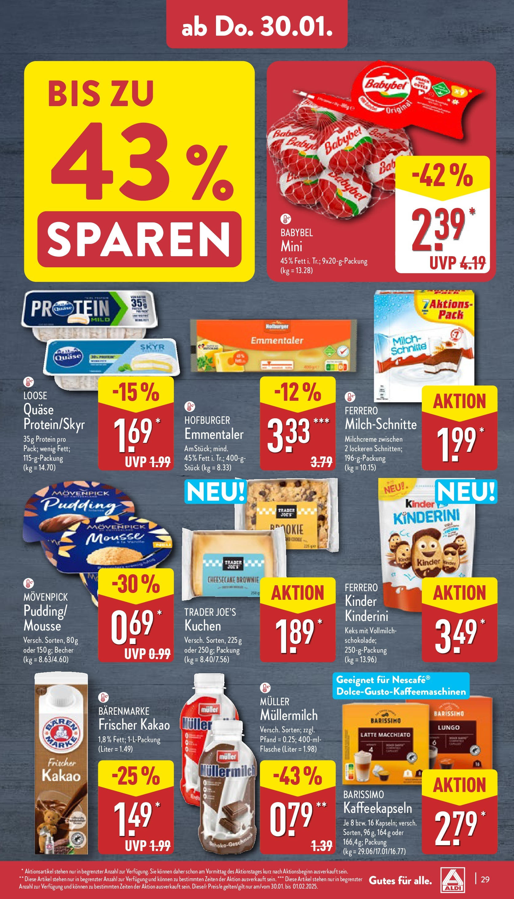 Aldi - ALDI Nord: Wochenangebote (ab 26.01.2025) » Angebote Online | Seite: 29 | Produkte: Milch, Pudding, Kuchen, Muller mullermilch