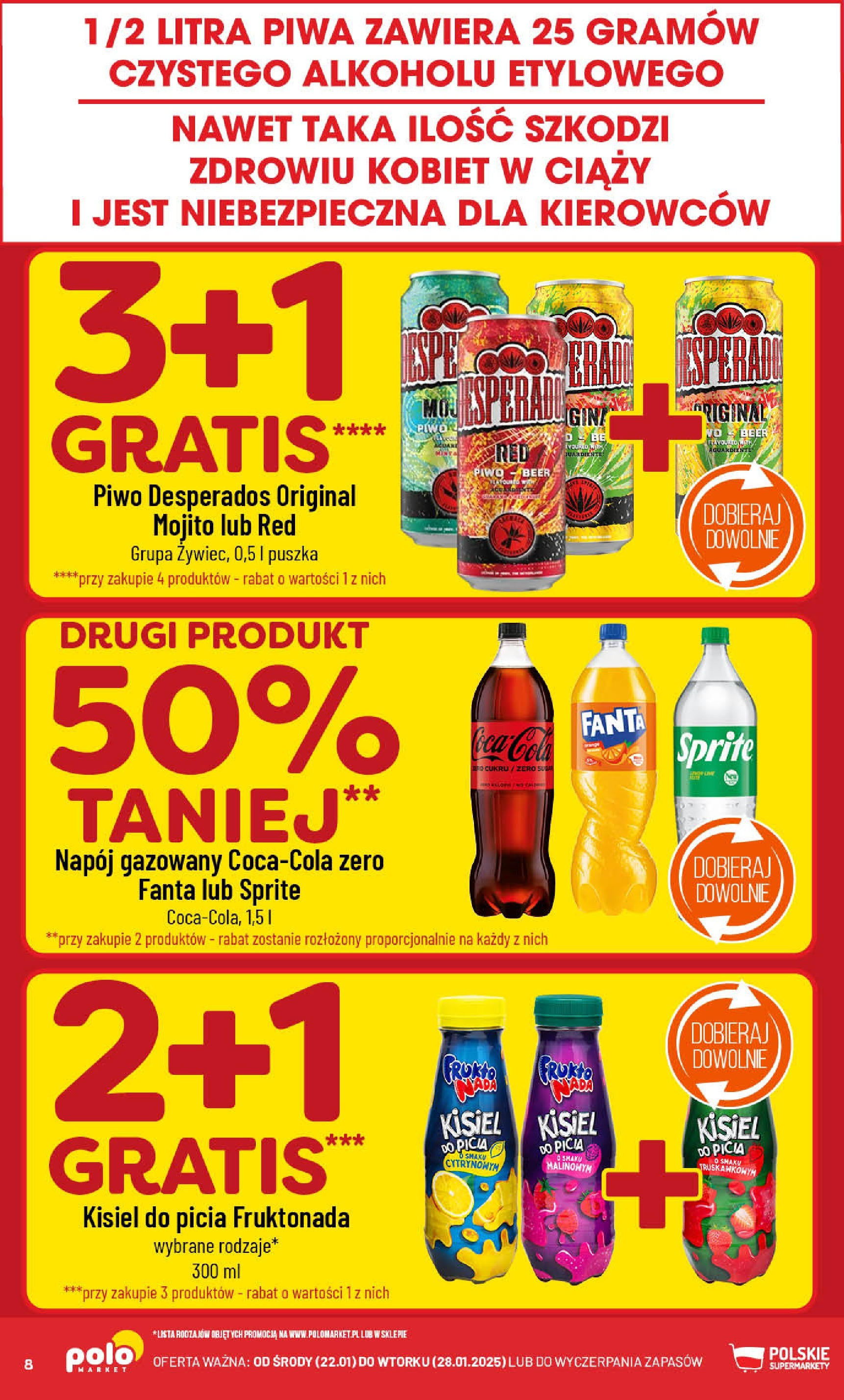 POLOmarket gazetka od jutra (22.01.2025) - Nowa PDF | Strona: 8 | Produkty: Sprite, Piwo Desperados, Piwo