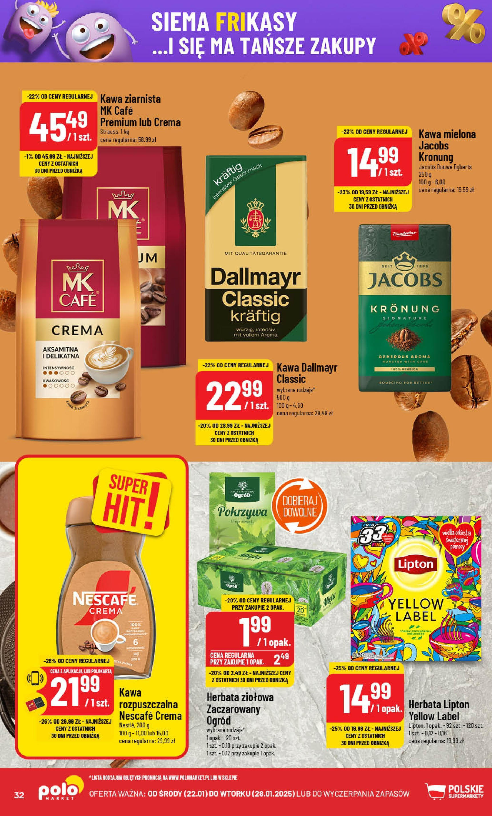 POLOmarket gazetka od jutra (22.01.2025) - Nowa PDF | Strona: 32 | Produkty: Nescafe, Kawa Dallmayr, Herbata lipton, Herbata