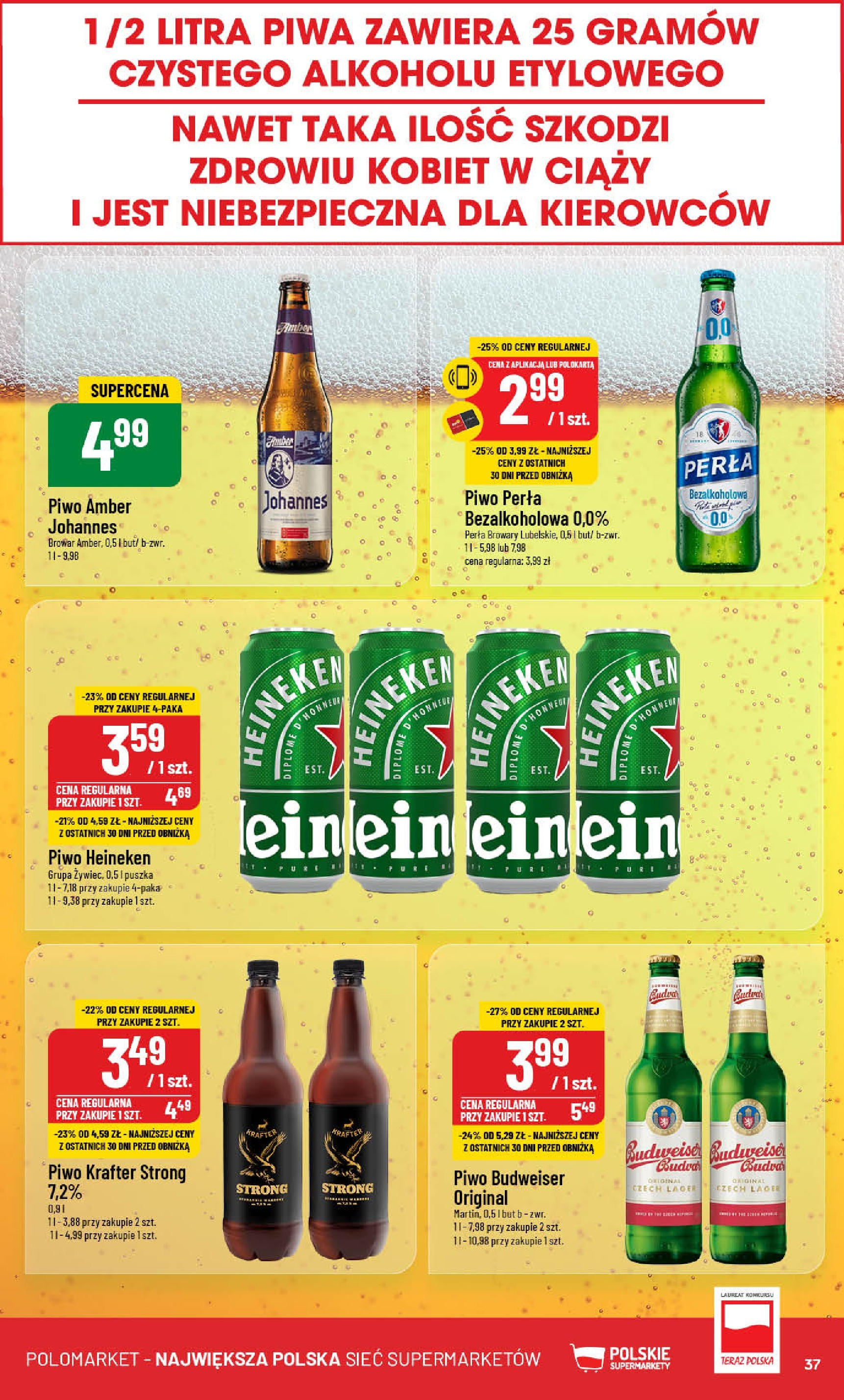 POLOmarket gazetka od jutra (22.01.2025) - Nowa PDF | Strona: 37 | Produkty: Piwo perła, Piwo, Heineken