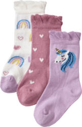 ALANA Socken mit Einhorn- & Regenbogen-Motiv, lila + rosa + weiß, Gr. 19/22