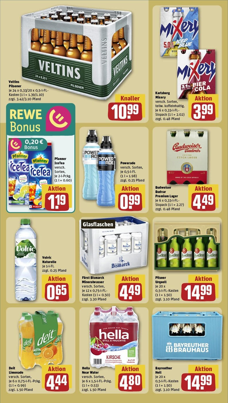 Rewe - Tostedt, Alte Kleinbahn 1 (ab 27.01.2025) zum Blättern » Angebote | Seite: 18 | Produkte: Limonade, Mineralwasser, Pfirsich, Budweiser