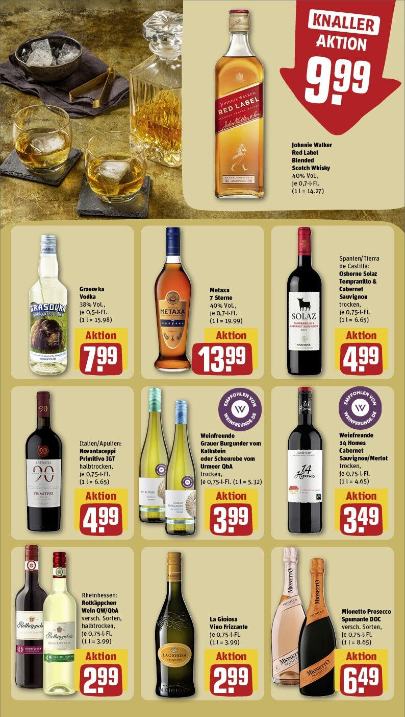 Rewe - Aidlingen, Forchenweg 6 (ab 27.01.2025) zum Blättern » Angebote | Seite: 19 | Produkte: Whisky, Osborne, Metaxa, Wein