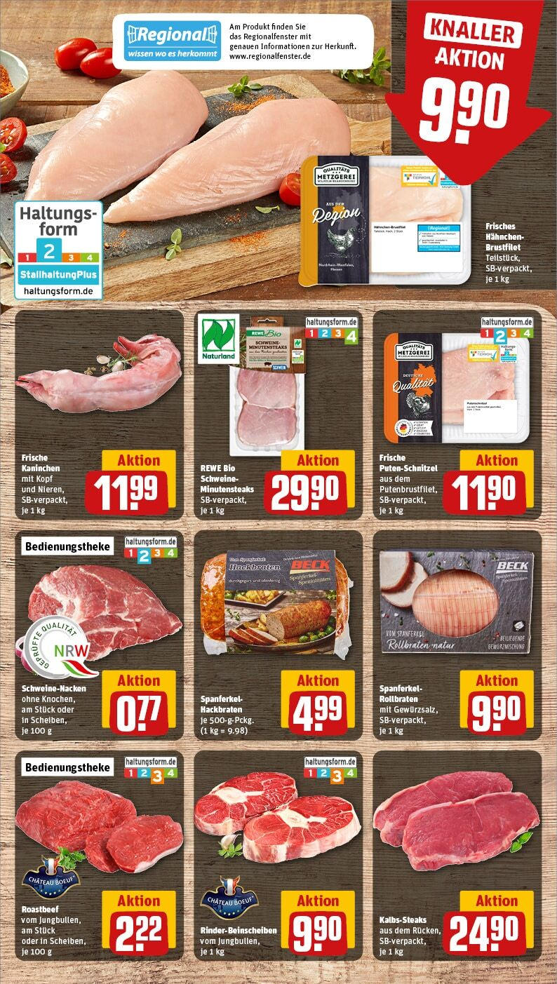 Rewe - Lindlar / Frielingsdorf, Corneliusstr. 3-5 (ab 27.01.2025) zum Blättern » Angebote | Seite: 12 | Produkte: Hahnchen, Kaninchen, Schweinenacken, Putenschnitzel