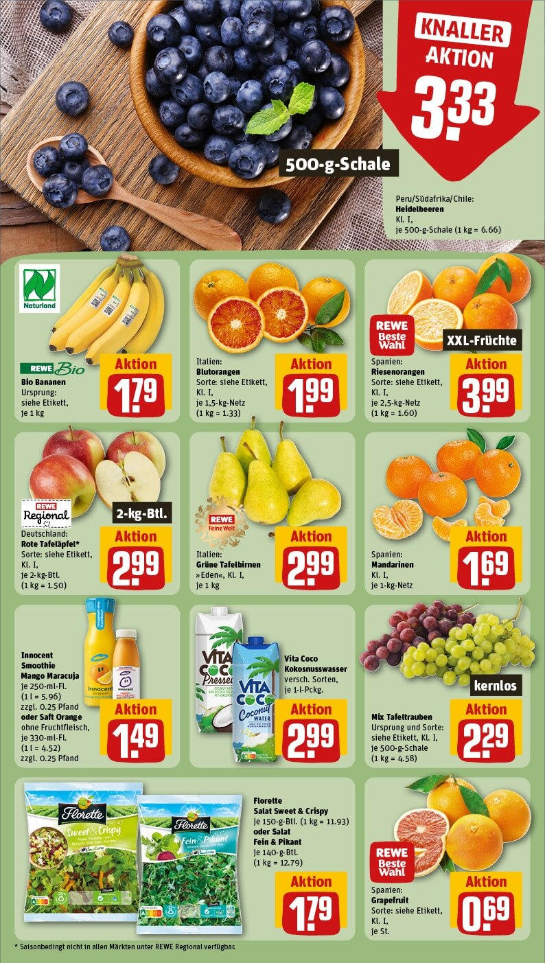 Rewe - Aidlingen, Forchenweg 6 (ab 27.01.2025) zum Blättern » Angebote | Seite: 8 | Produkte: Mandarinen, Heidelbeeren, Grapefruit, Mango