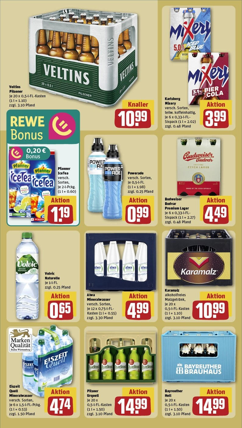 Rewe - Aidlingen, Forchenweg 6 (ab 27.01.2025) zum Blättern » Angebote | Seite: 18 | Produkte: Mineralwasser, Powerade, Pfirsich, Veltins