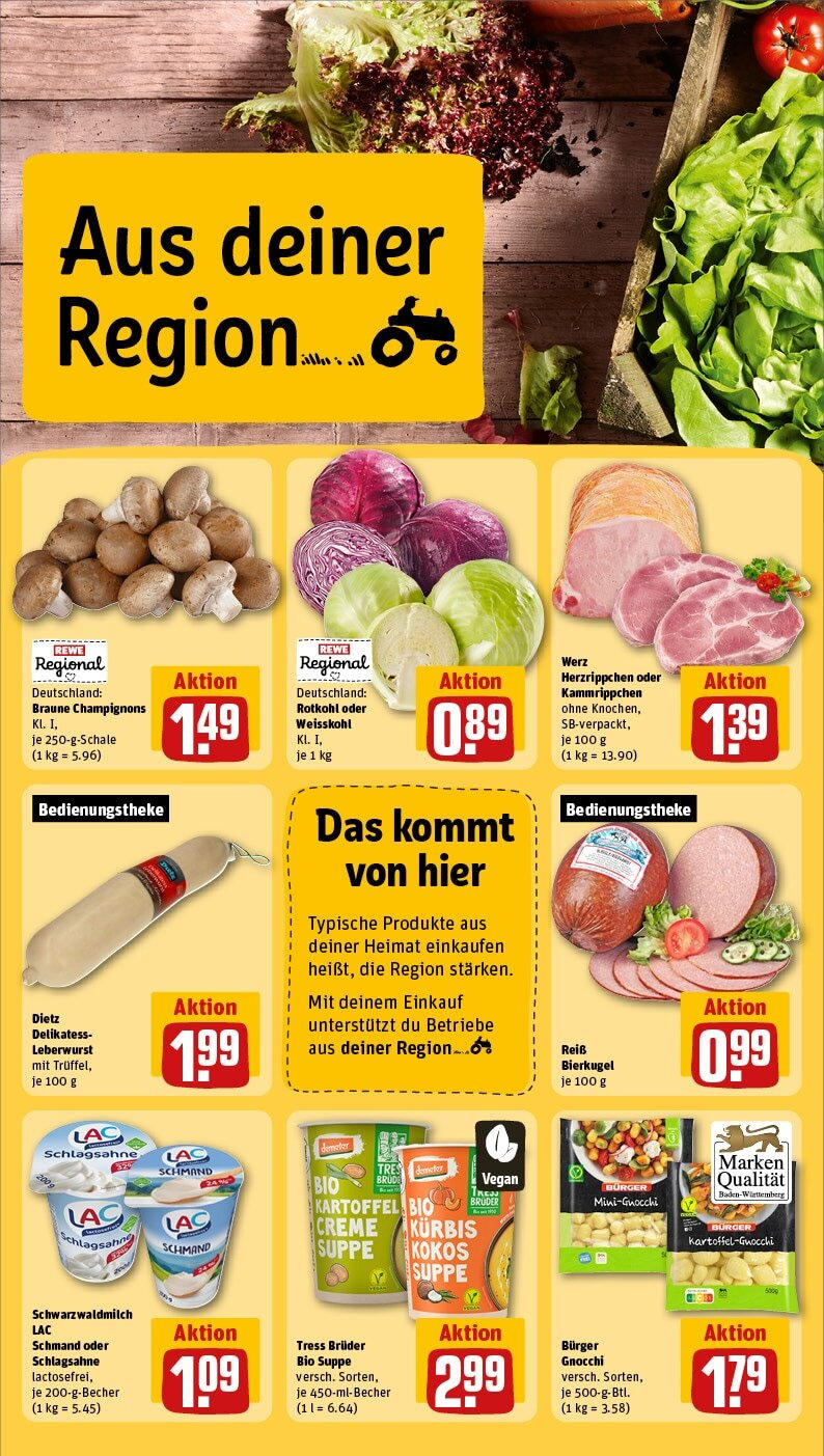 Rewe - Aidlingen, Forchenweg 6 (ab 27.01.2025) zum Blättern » Angebote | Seite: 22 | Produkte: Schlagsahne, Rotkohl, Burger, Creme