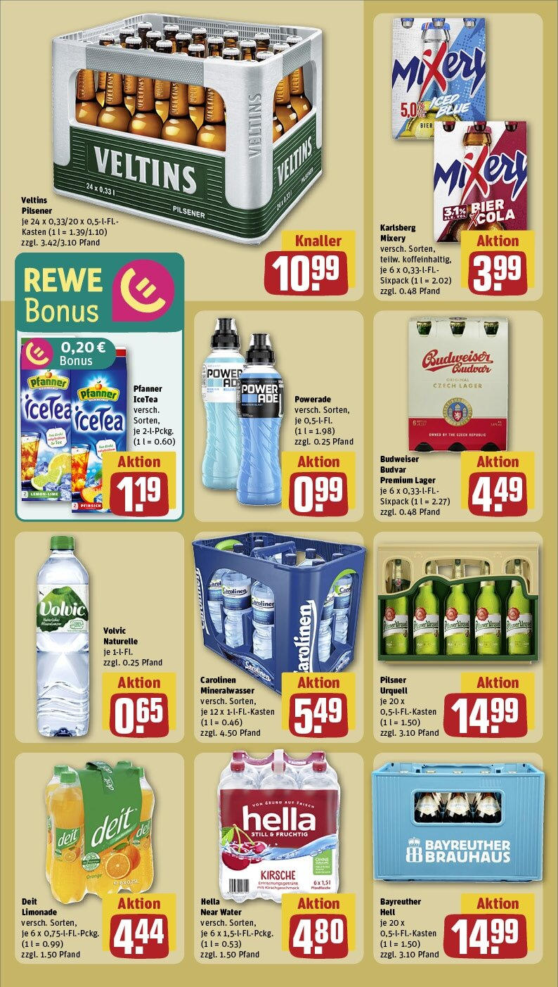 Rewe - Gütersloh, Osnabrücker Landstr. 1 (ab 27.01.2025) zum Blättern » Angebote | Seite: 18 | Produkte: Limonade, Mineralwasser, Pfirsich, Mixery