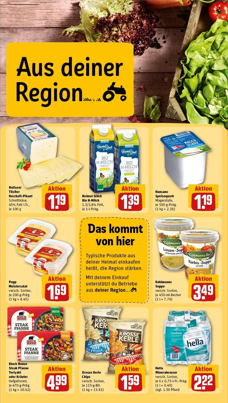 Rewe - Gütersloh, Osnabrücker Landstr. 1 (ab 27.01.2025) zum Blättern » Angebote | Seite: 22 | Produkte: Mineralwasser, Hella, Steak, Chips