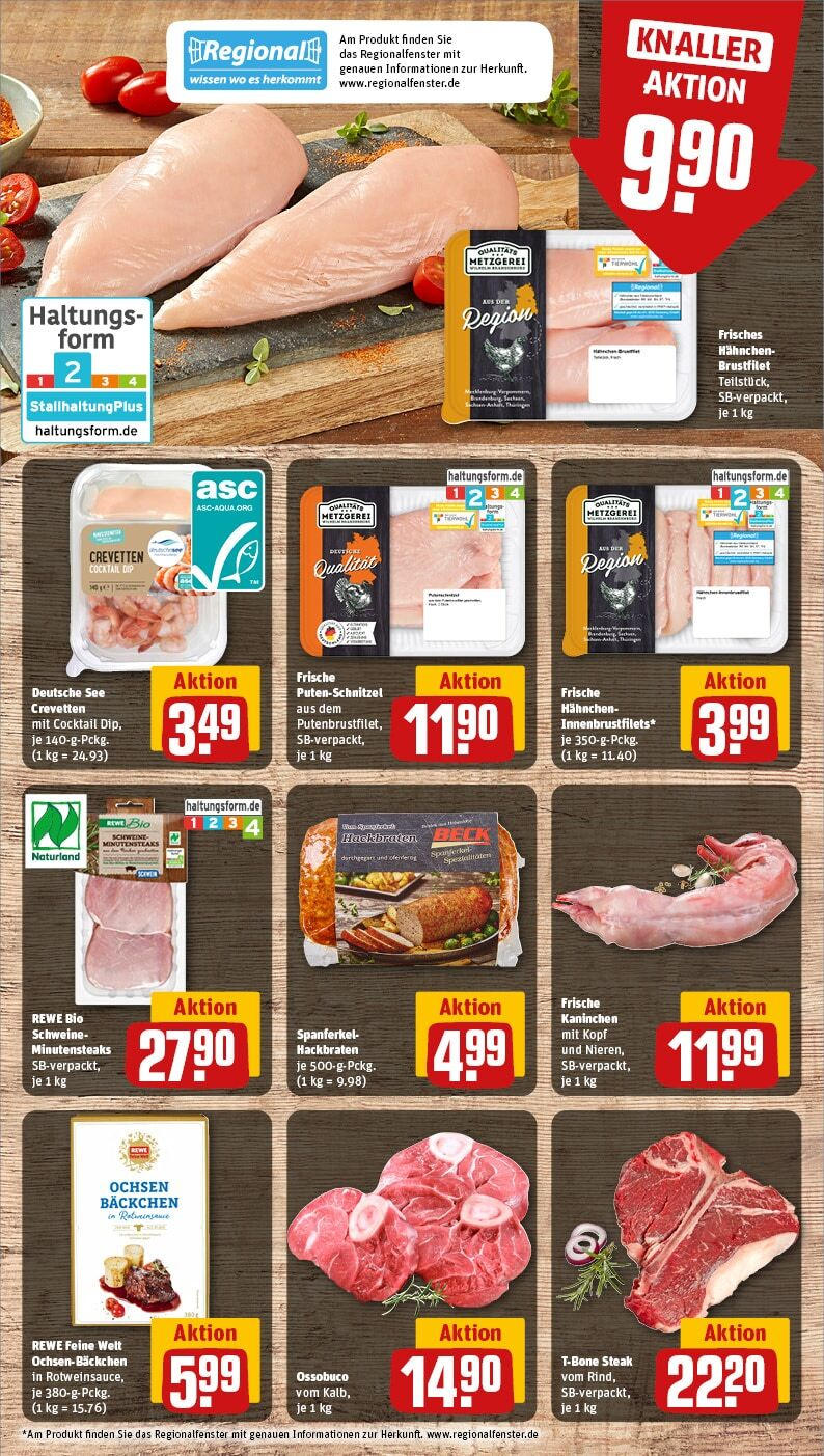 Rewe - Parchim, Putlitzer Str. 39c-e (ab 27.01.2025) zum Blättern » Angebote | Seite: 10 | Produkte: Hahnchen, Kaninchen, Putenschnitzel, Steak