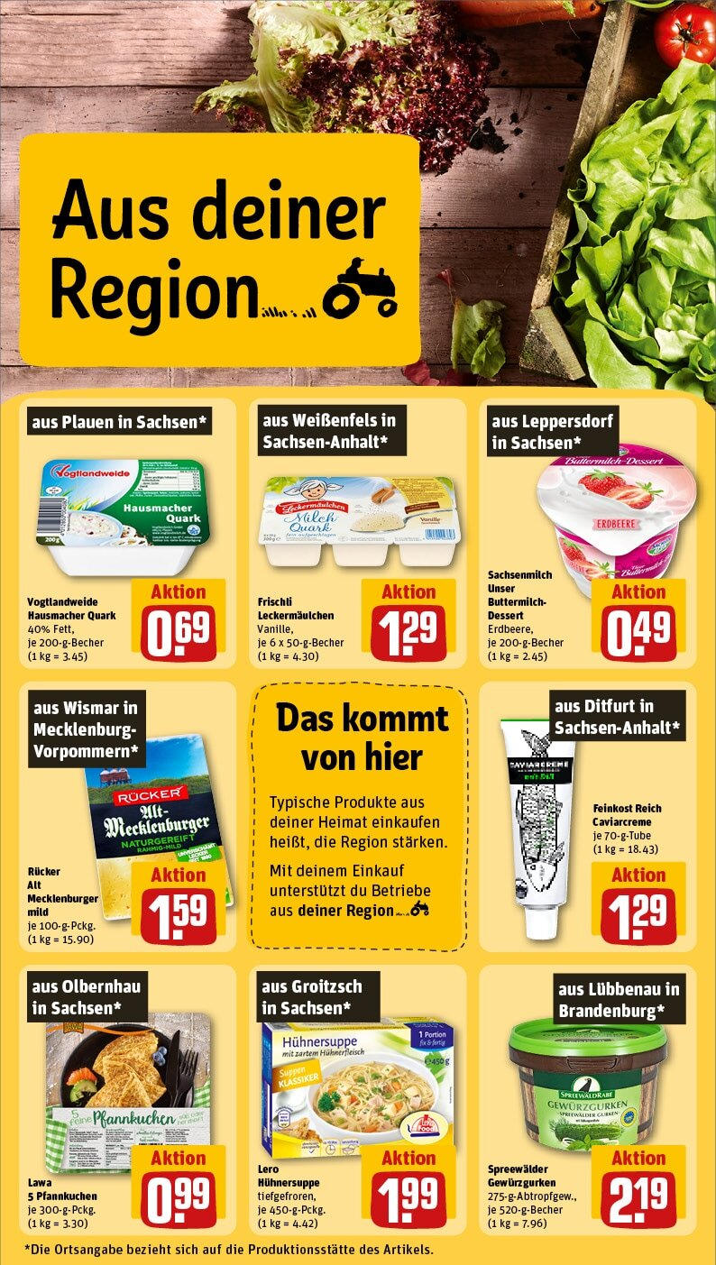 Rewe - Parchim, Putlitzer Str. 39c-e (ab 27.01.2025) zum Blättern » Angebote | Seite: 22 | Produkte: Buttermilch, Milch, Pfannkuchen, Hühnerfleisch