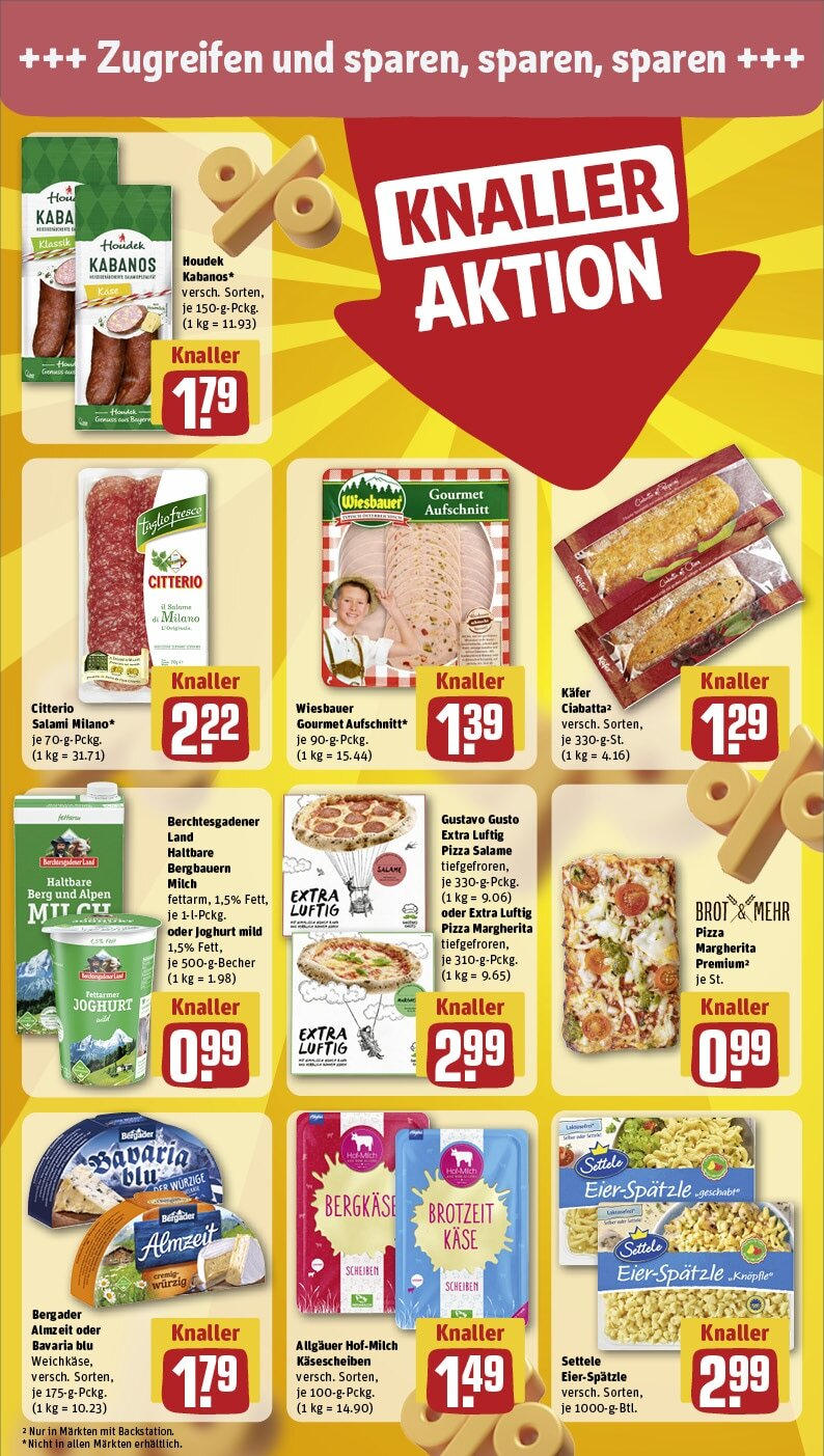 Rewe - Georgensgmünd, Pleinfelder Str. 68B (ab 27.01.2025) zum Blättern » Angebote | Seite: 8 | Produkte: Gustavo gusto, Käse, Salami, Pizza