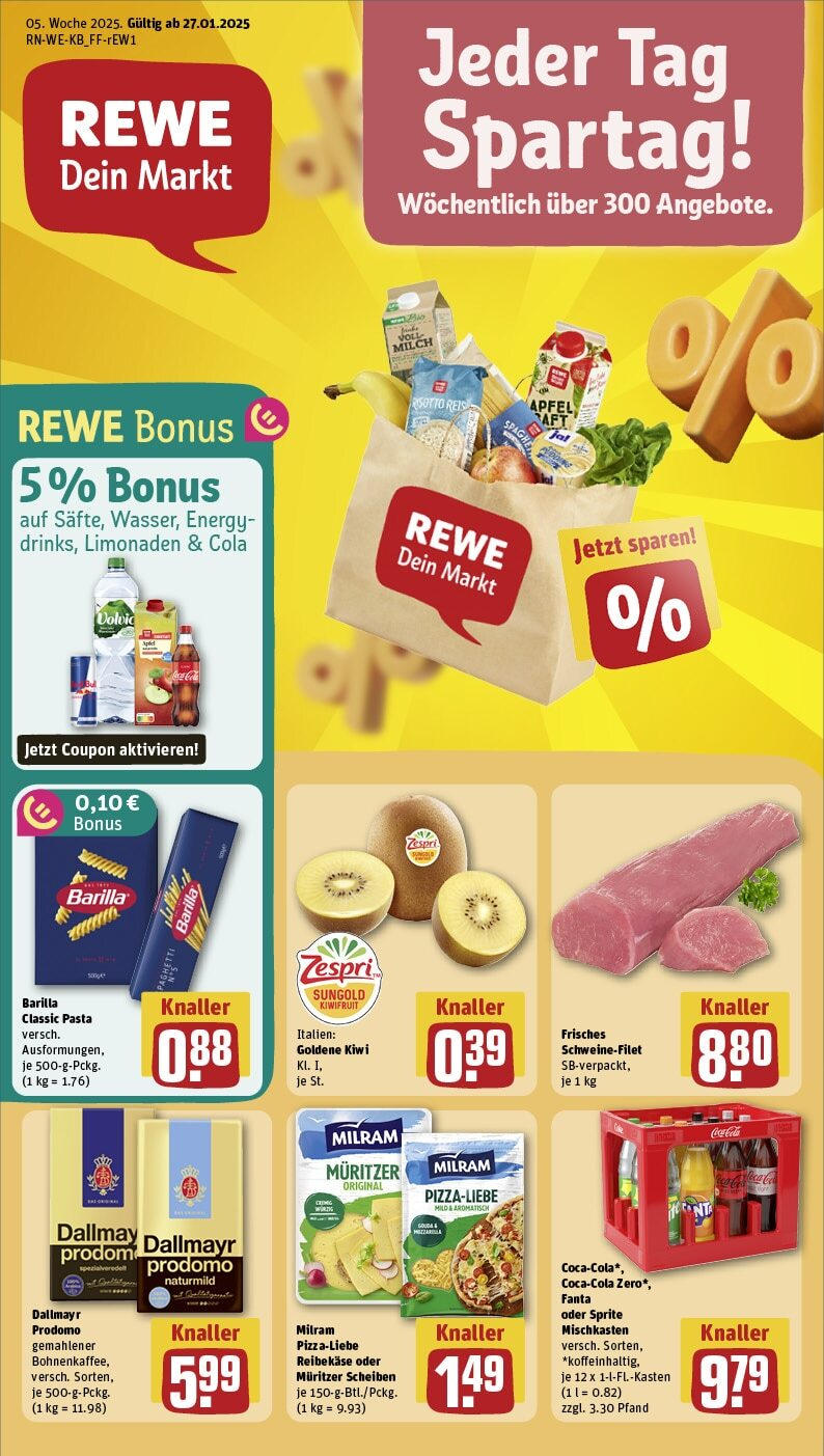 Rewe - Boppard, Säuerlingstraße 1 (ab 27.01.2025) zum Blättern » Angebote | Seite: 1 | Produkte: Sprite, Energy, Dallmayr, Kiwi