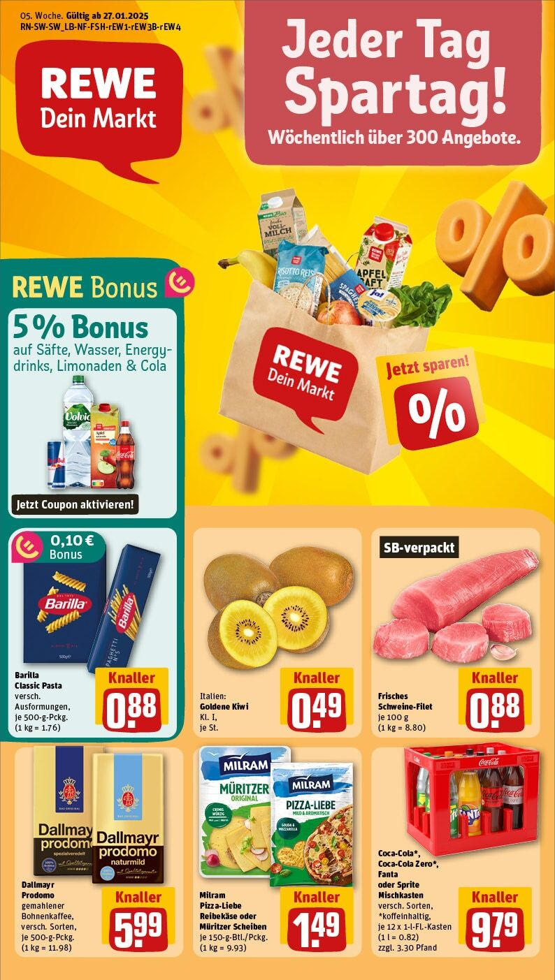 Rewe - Bad Säckingen, Glarner Str. 4 (ab 27.01.2025) zum Blättern » Angebote | Seite: 1 | Produkte: Sprite, Pasta, Reis, Volvic