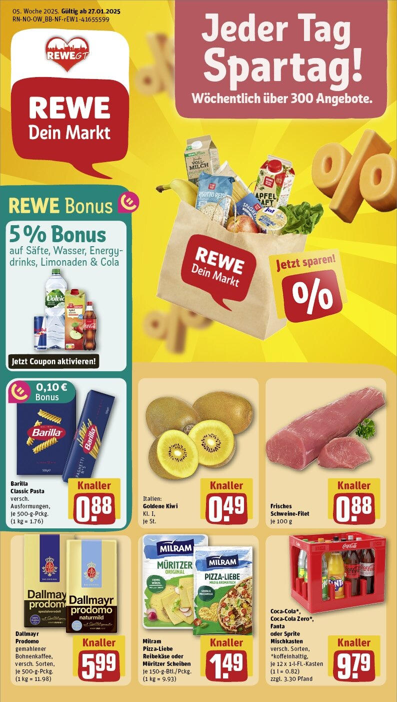 Rewe - Gütersloh, Osnabrücker Landstr. 1 (ab 27.01.2025) zum Blättern » Angebote | Seite: 1 | Produkte: Fanta, Barilla, Äpfel, Dallmayr