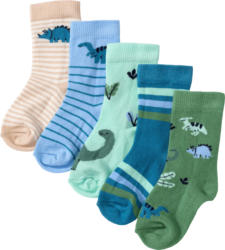 PUSBLU Socken mit Dino-Motiv, blau + grün + weiß, Gr. 23/26