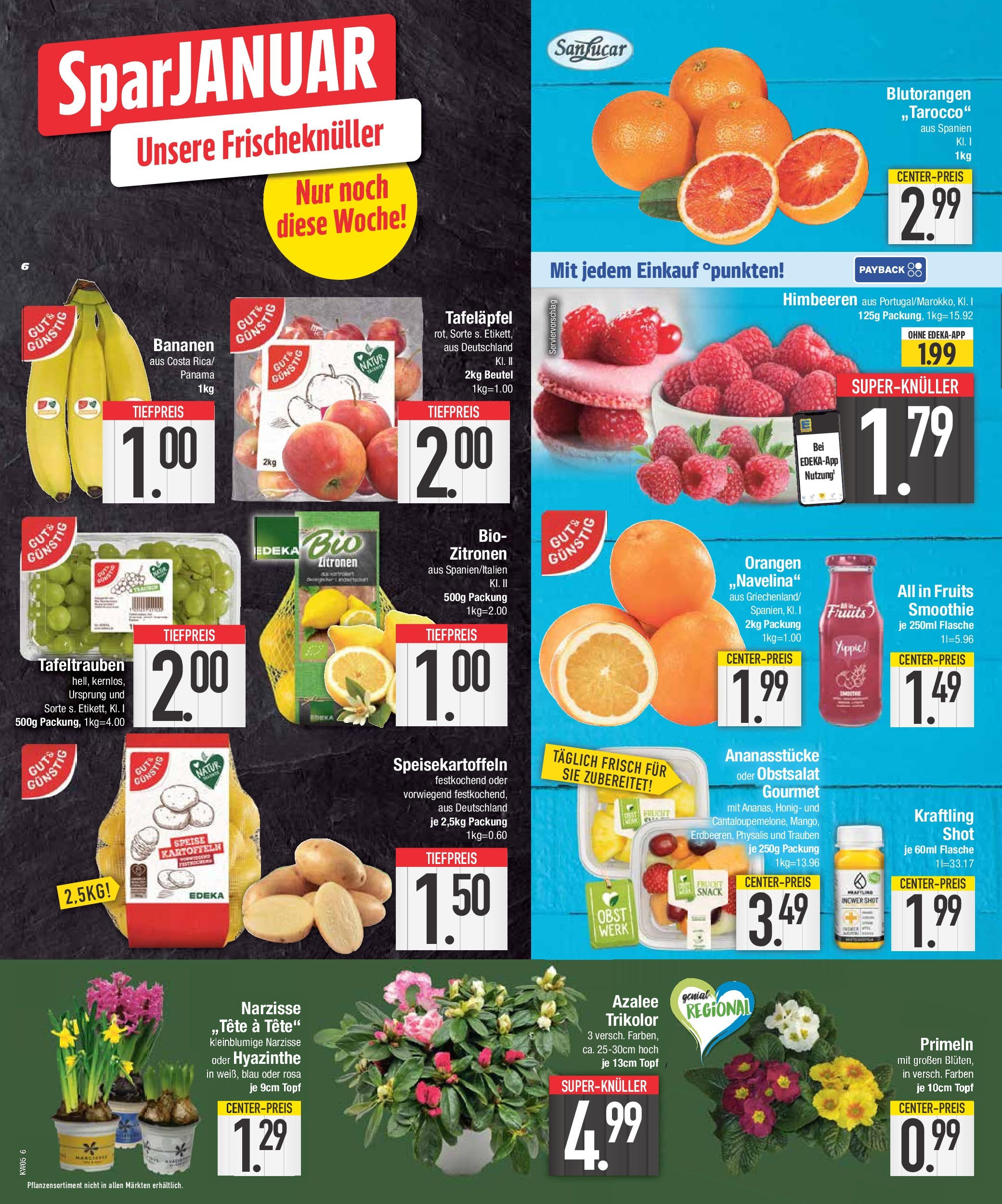 Edeka - Weißenburg, Schwärzgasse 5 (ab 27.01.2025) » Angebote Online | Seite: 6 | Produkte: Himbeeren, Bananen, Orangen, Obst