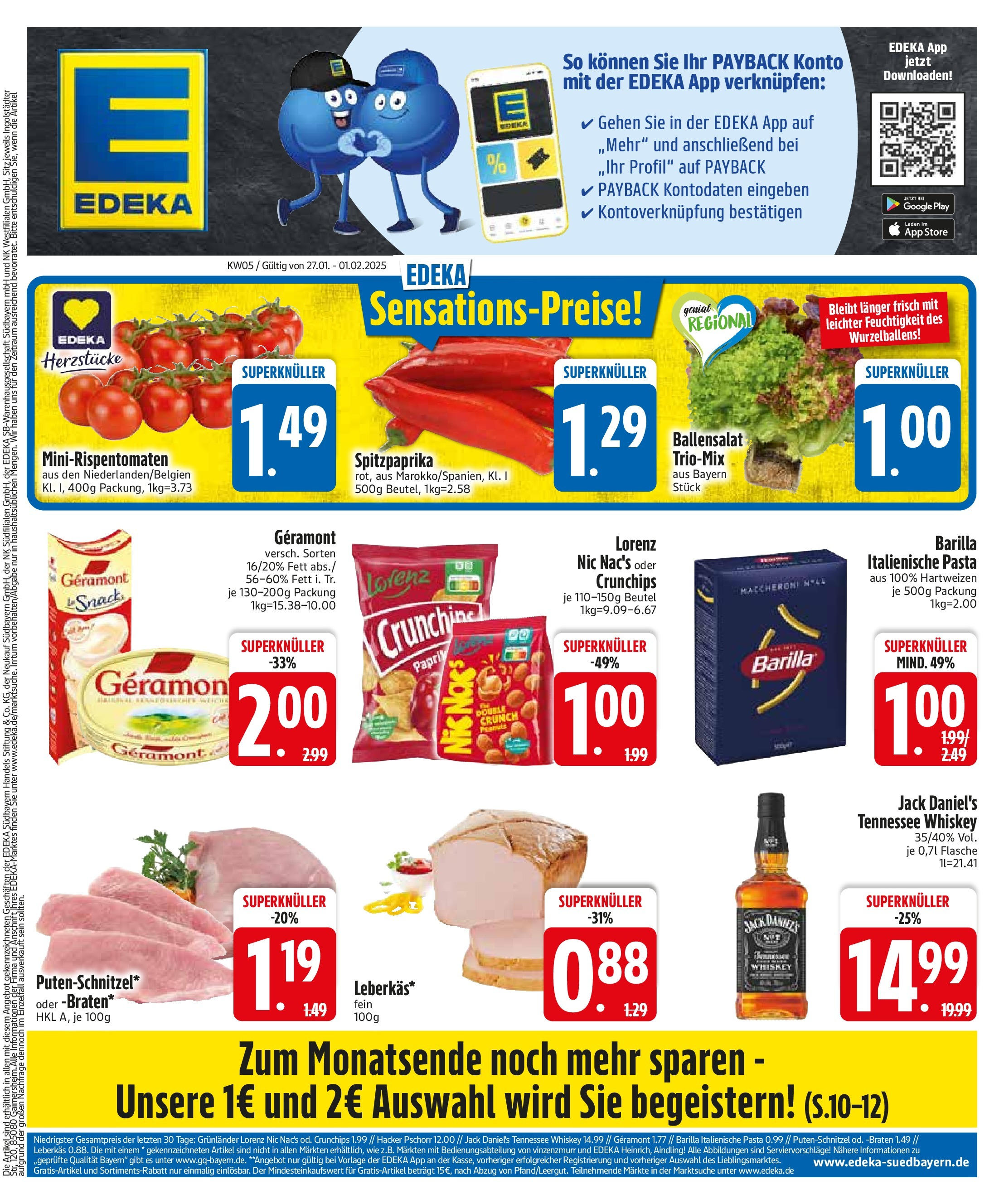 Edeka - Trostberg, Herzog-Otto-Straße 1 (ab 27.01.2025) » Angebote Online | Seite: 3 | Produkte: Jack Daniel's, Putenschnitzel, Lorenz crunchips, Whiskey