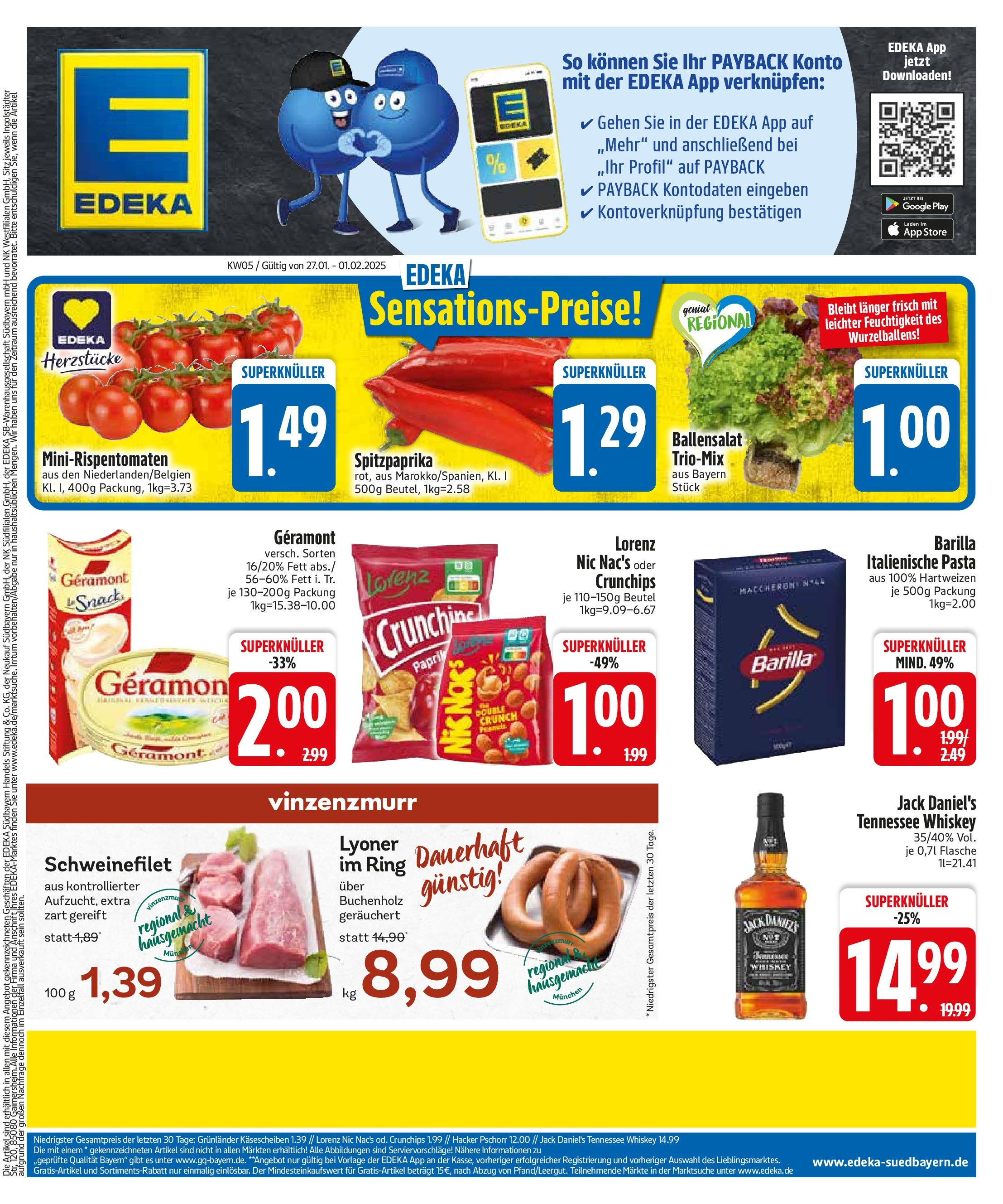 Edeka - Haar, Leibstraße 63 (ab 27.01.2025) » Angebote Online | Seite: 3 | Produkte: Geramont, Jack Daniel's, Schweinefilet, Whiskey