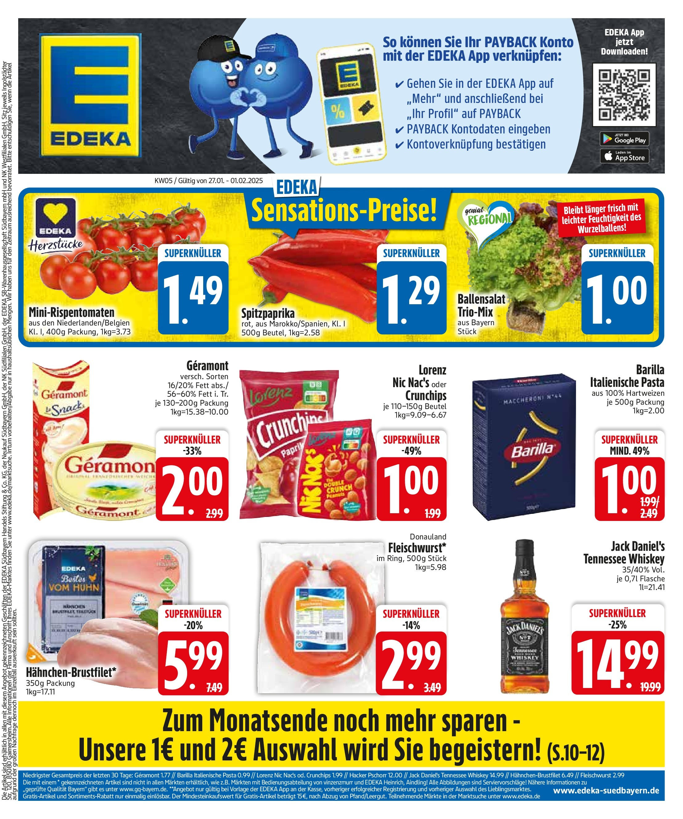 Edeka - Bodenwöhr, Hauptstraße 4 (ab 27.01.2025) » Angebote Online | Seite: 3 | Produkte: Hahnchen, Barilla, Jack Daniel's, Whiskey