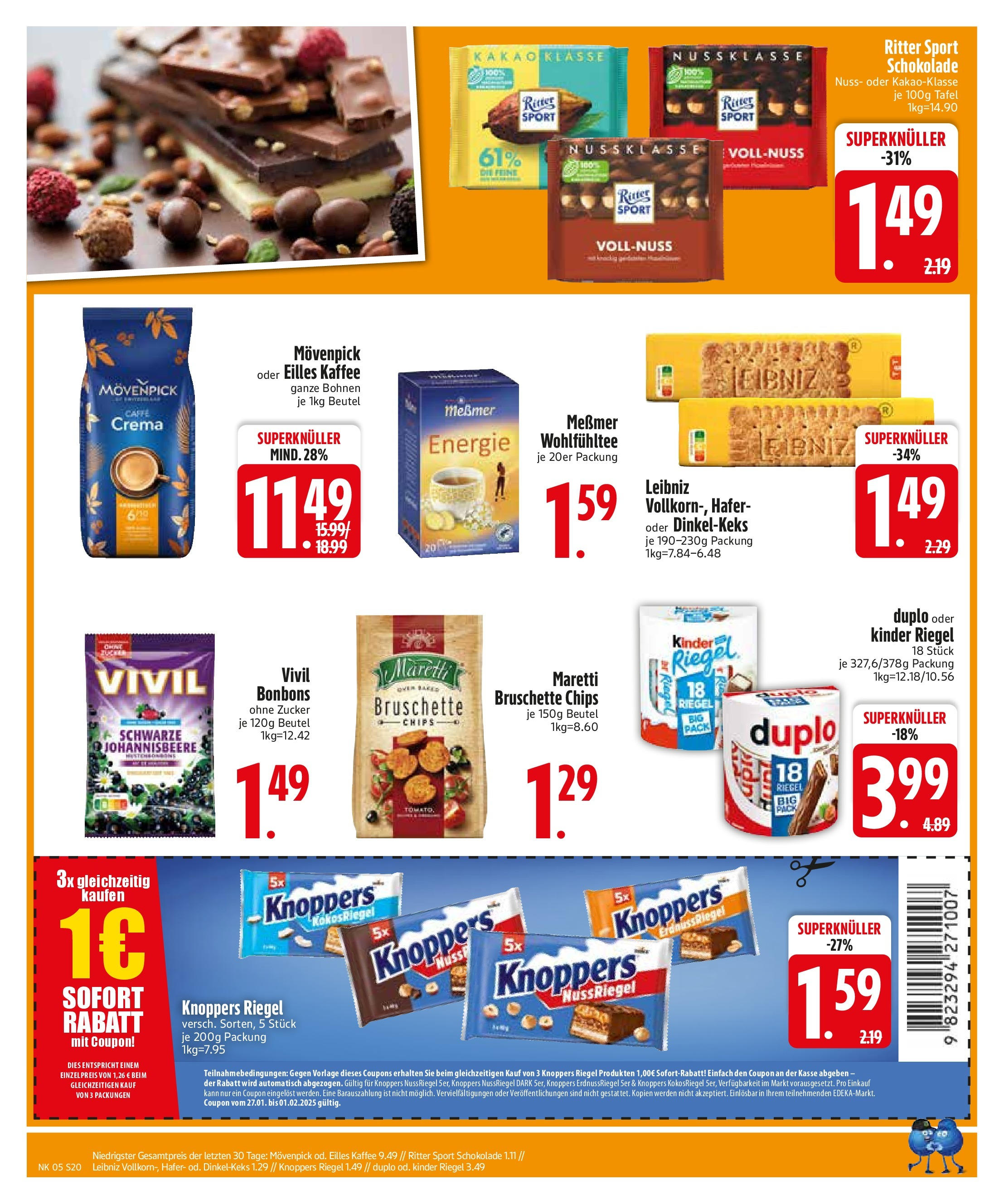 Edeka - Trostberg, Herzog-Otto-Straße 1 (ab 27.01.2025) » Angebote Online | Seite: 22 | Produkte: Kaffee, Eilles kaffee, Kinder riegel, Chips