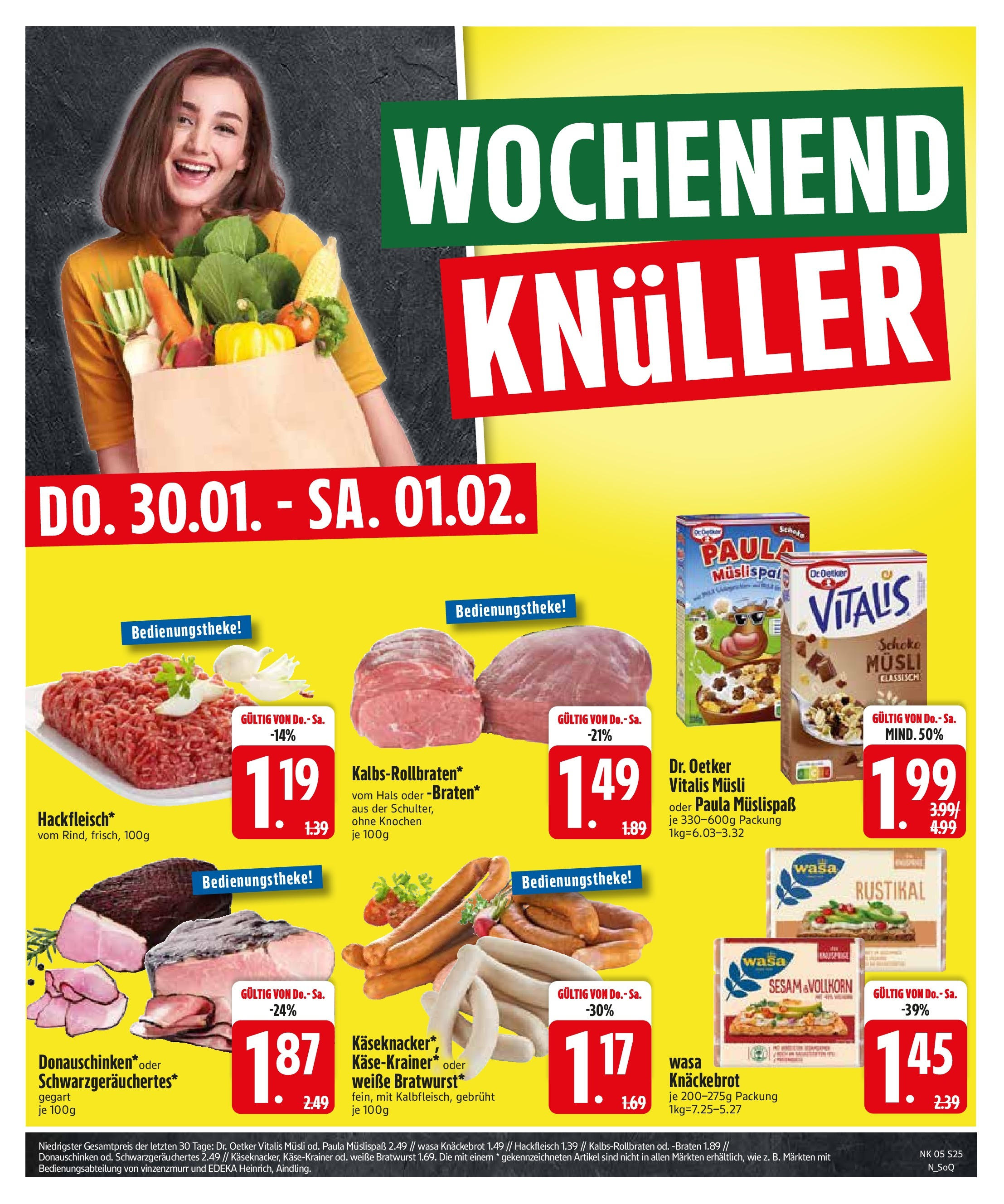 Edeka - Trostberg, Herzog-Otto-Straße 1 (ab 27.01.2025) » Angebote Online | Seite: 27 | Produkte: Musli, Bratwurst, Wasa knackebrot, Hackfleisch