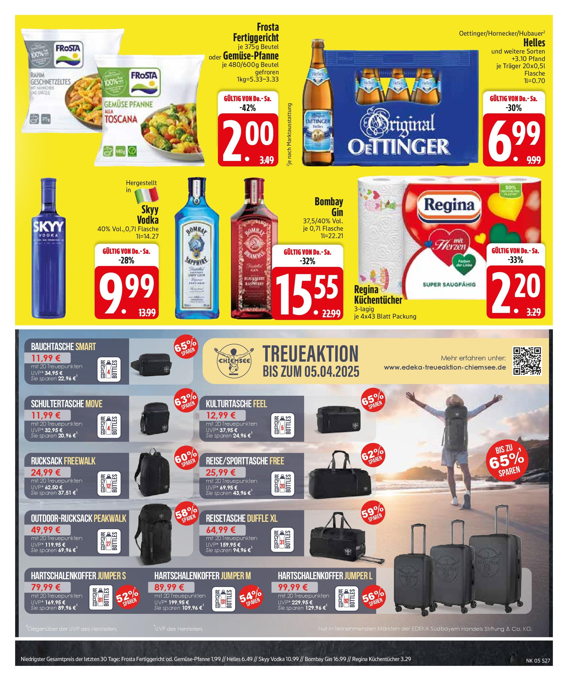 Edeka - Trostberg, Herzog-Otto-Straße 1 (ab 27.01.2025) » Angebote Online | Seite: 29 | Produkte: Oettinger, Vodka, Rucksack, Reisetasche