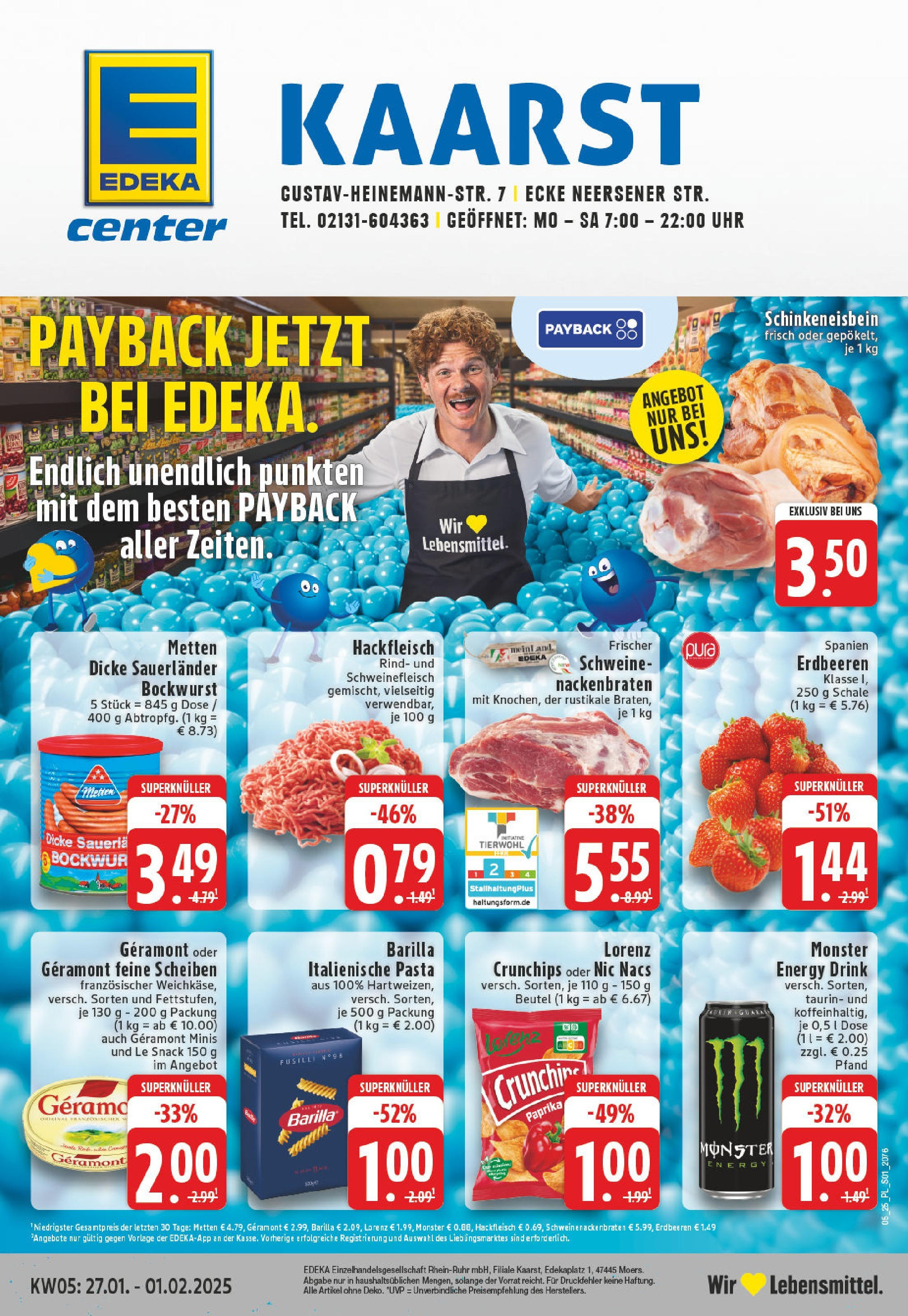 E center Prospekt Kaarst, Gustav-Heinemann-Str. 7 (ab 27.01.2025) » Angebote Online | Seite: 1 | Produkte: Geramont, Barilla, Pasta, Uhr