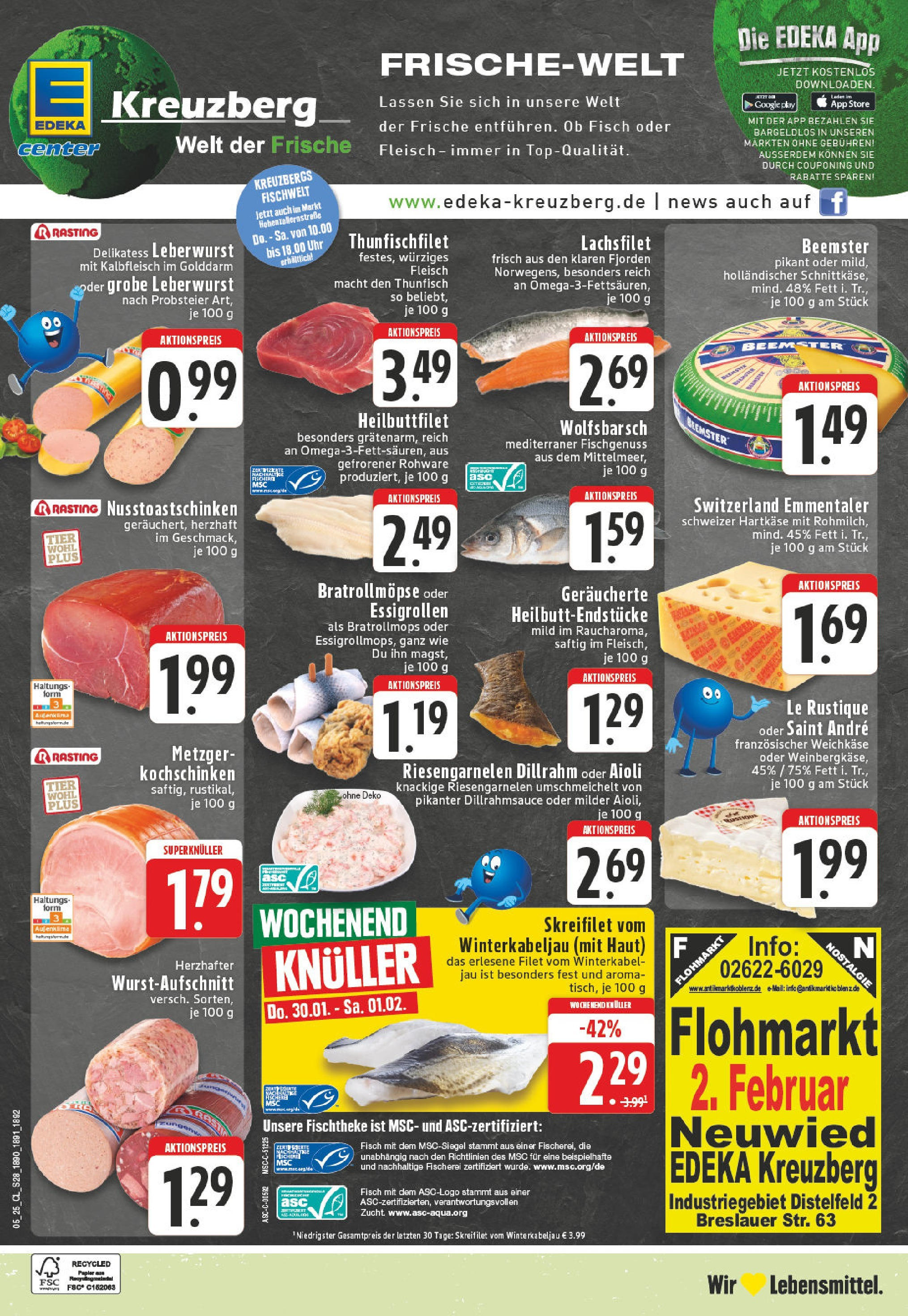 Edeka - Koblenz, Hohenzollernstraße 1 (ab 27.01.2025) » Angebote Online | Seite: 28 | Produkte: SUP, Fisch, Fleisch, Uhr