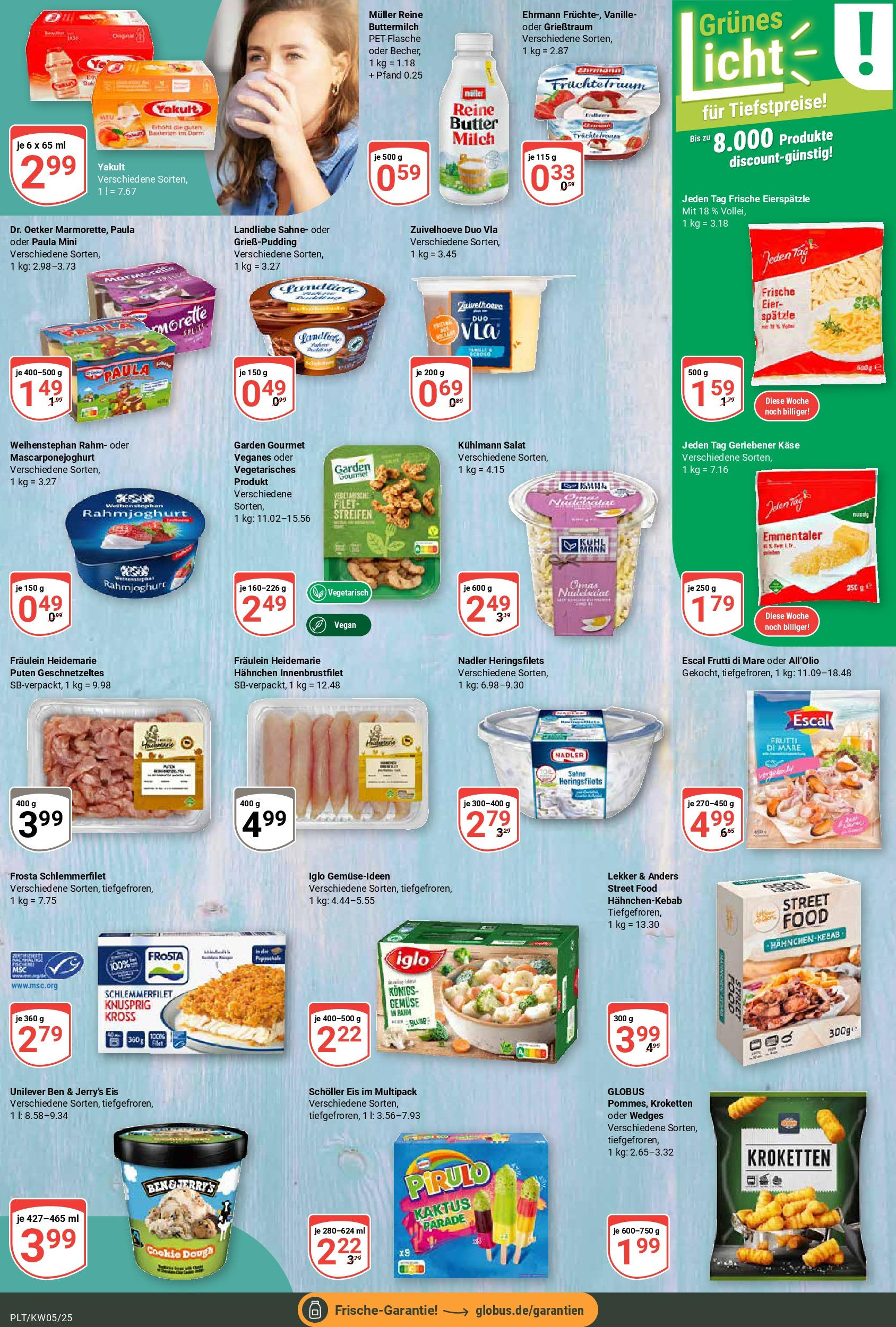 Globus - Plattling, Dr.-Walter-Bruch-Straße 1 (ab 27.01.2025) » Angebote online | Seite: 9 | Produkte: Hahnchen, Butter, Käse, Sahne