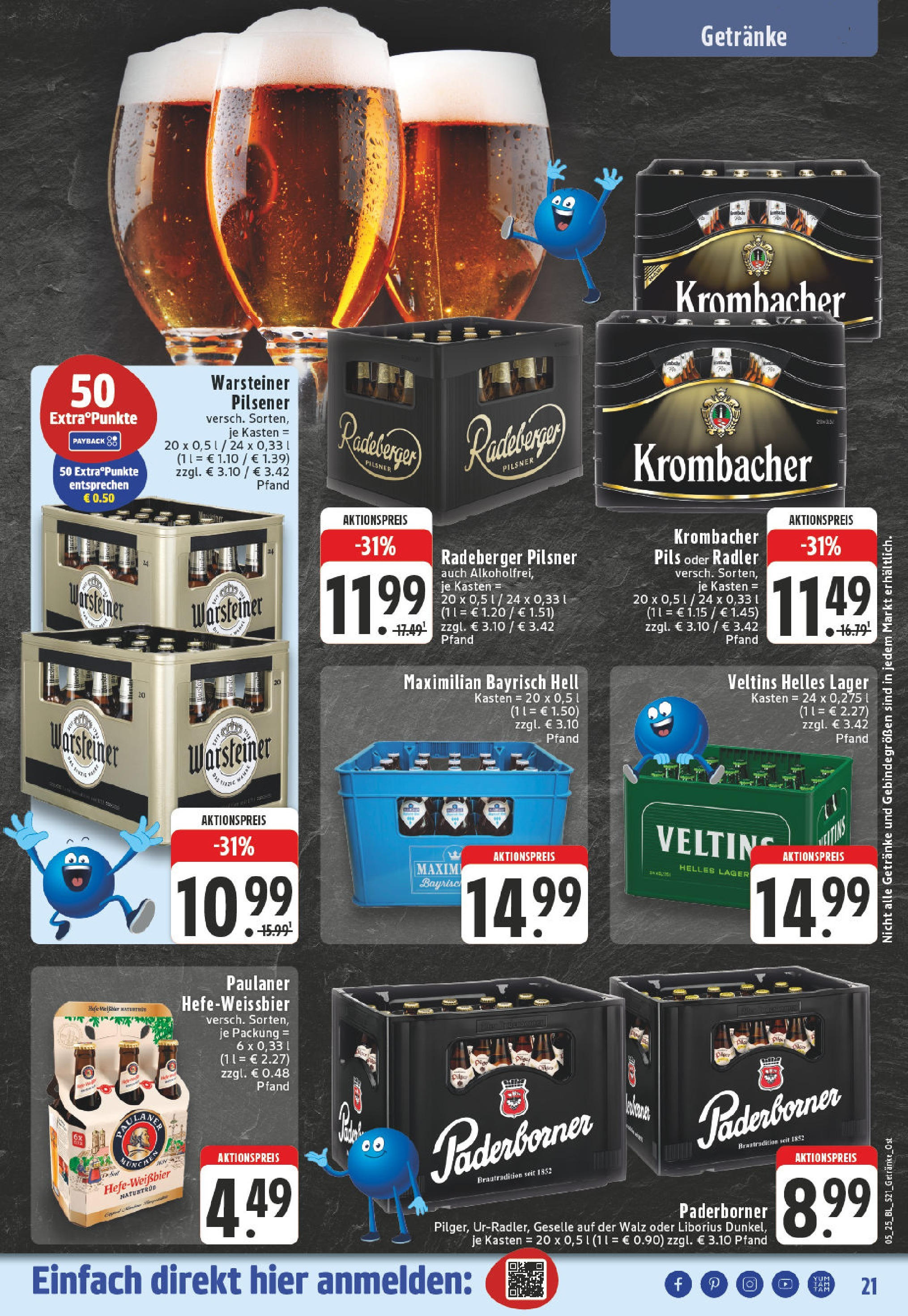 Edeka - Marienmuenster-Voerden, Talstraße 1 (ab 27.01.2025) » Angebote Online | Seite: 21 | Produkte: Pils, Radler, Warsteiner, Krombacher