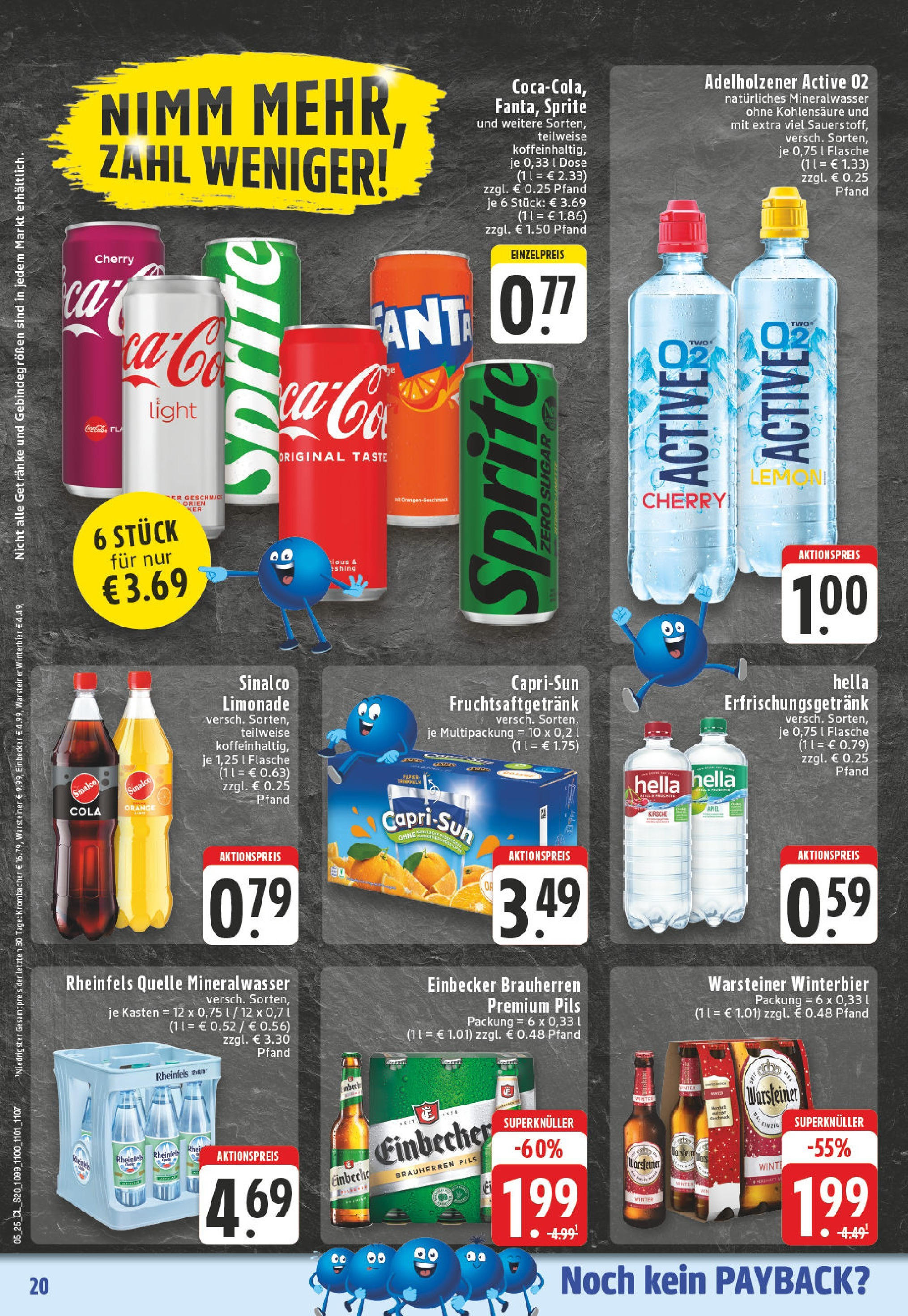 Edeka - Soest, Riga-Ring 5 (ab 27.01.2025) » Angebote Online | Seite: 20 | Produkte: Adelholzener, Hella, Warsteiner, Rheinfels quelle