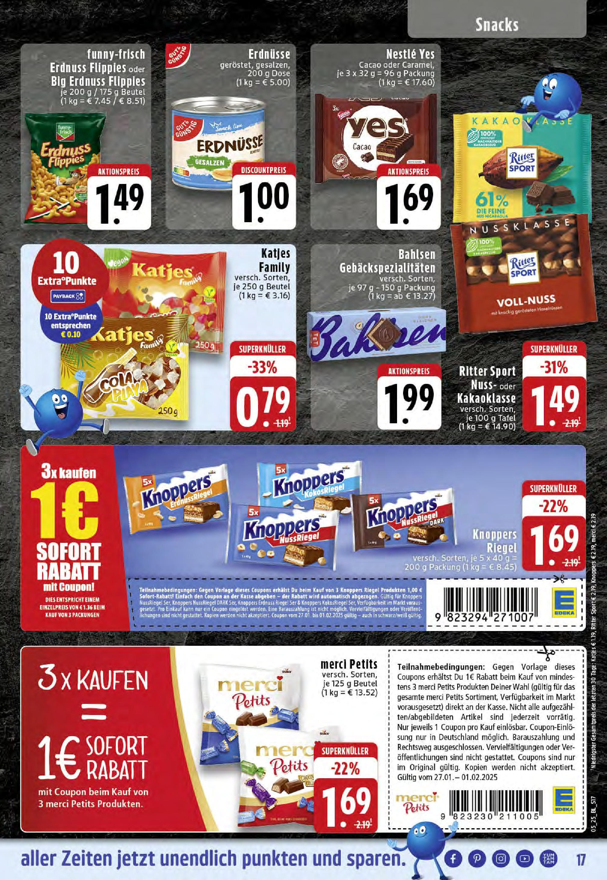 Edeka - Rheine, Felsenstraße 1 (ab 27.01.2025) » Angebote Online | Seite: 17 | Produkte: Merci, Ritter sport, Funny frisch, Katjes