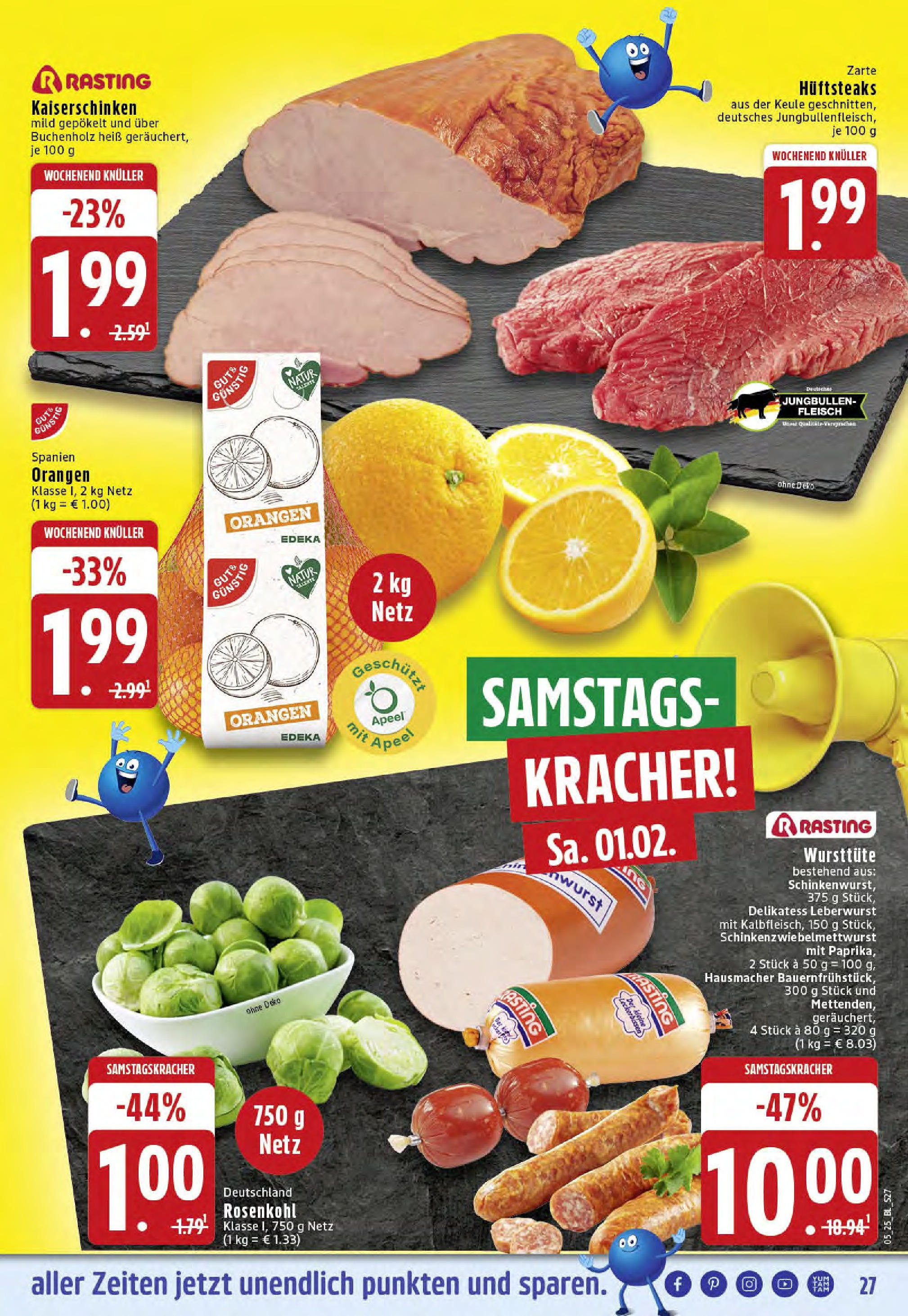 Edeka - Rheine, Felsenstraße 1 (ab 27.01.2025) » Angebote Online | Seite: 27 | Produkte: Orangen, Fleisch