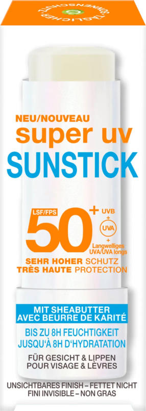 Garnier Ambre Solaire Sonnenstick Gesicht & Lippenpflege super UV mit Sheabutter, LSF 50