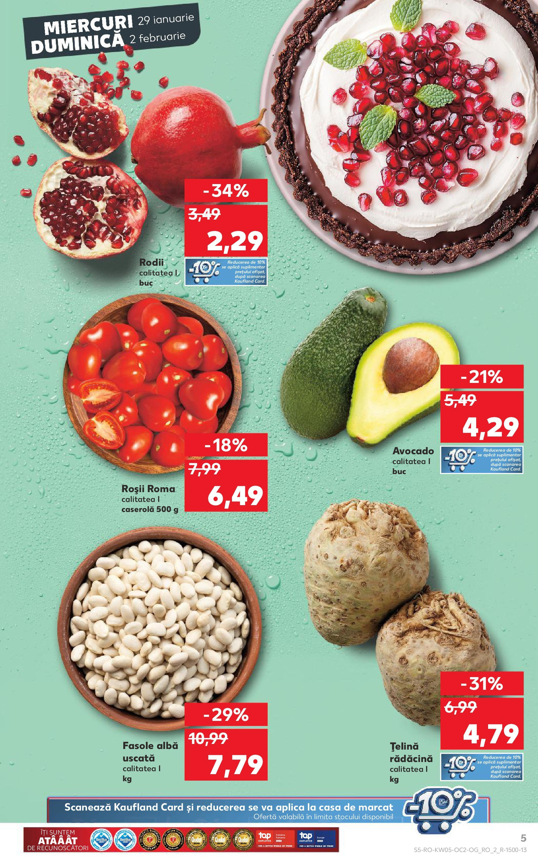 Catalog Kaufland - Deva 29.01.2025 - Revista si Oferta | Pagină: 5 | Produse: Țelină, Roșii, Avocado, Fasole albă