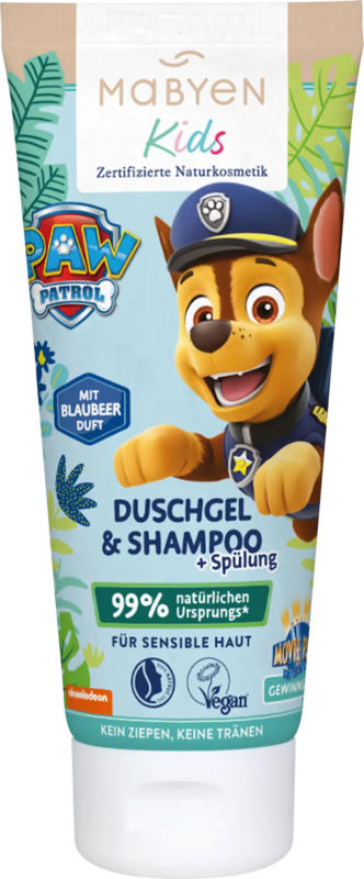 Mabyen Kinder Duschgel, Shampoo & Spülung Blaubeere Paw Patrol