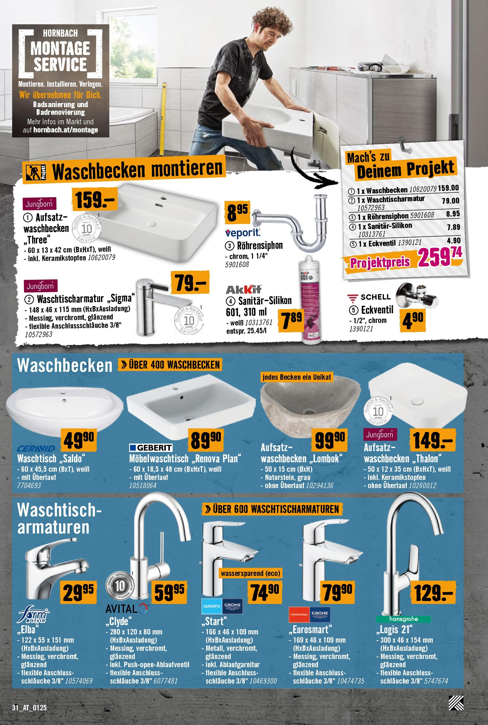 Hornbach Flugblatt von 29.01.2025 - Aktuelle Angebote | Seite: 31 | Produkte: Waschbecken